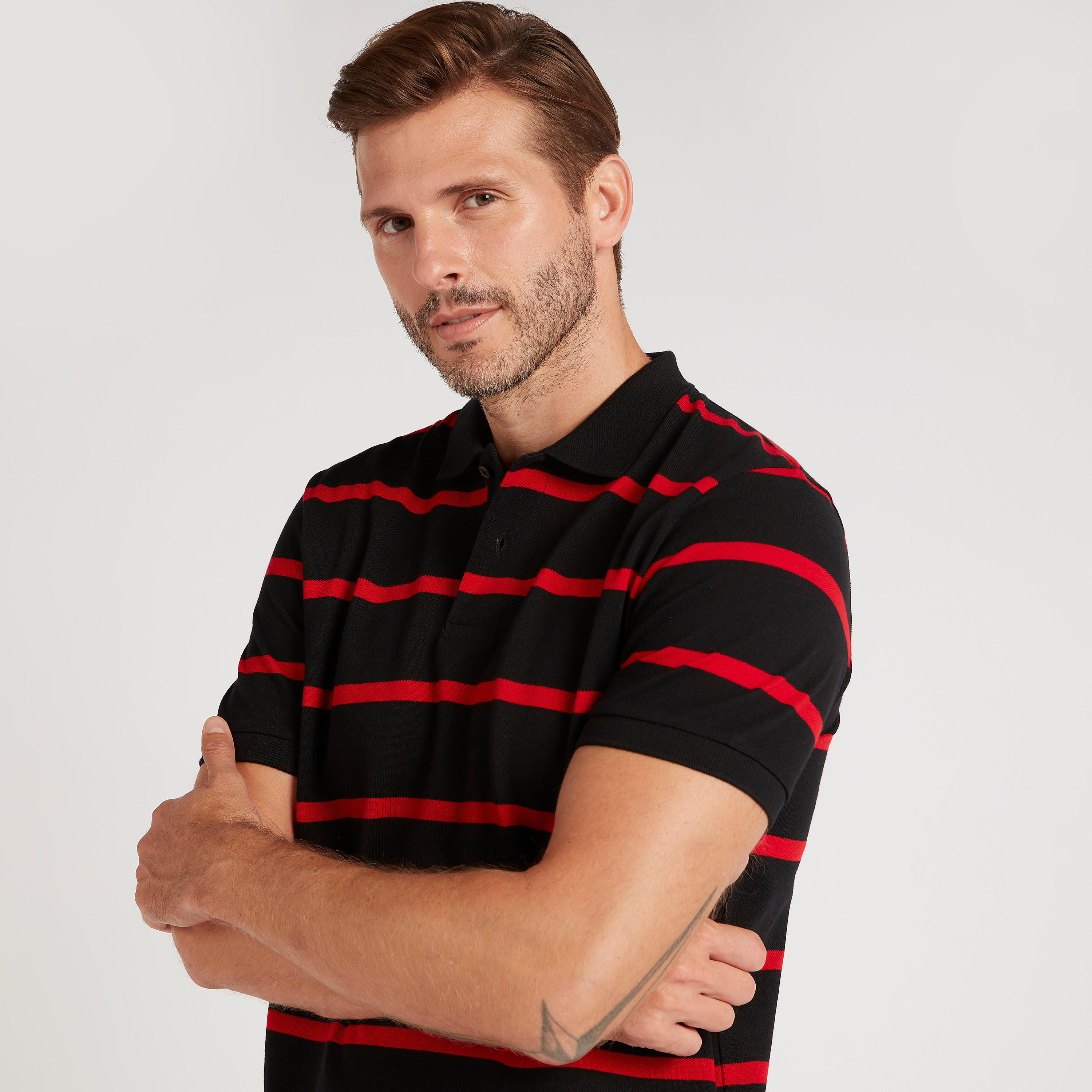 تيشيرت بولو مخطّط بأكمام قصيرة-men-clothing-tshirtsandpolos-polos-image-1