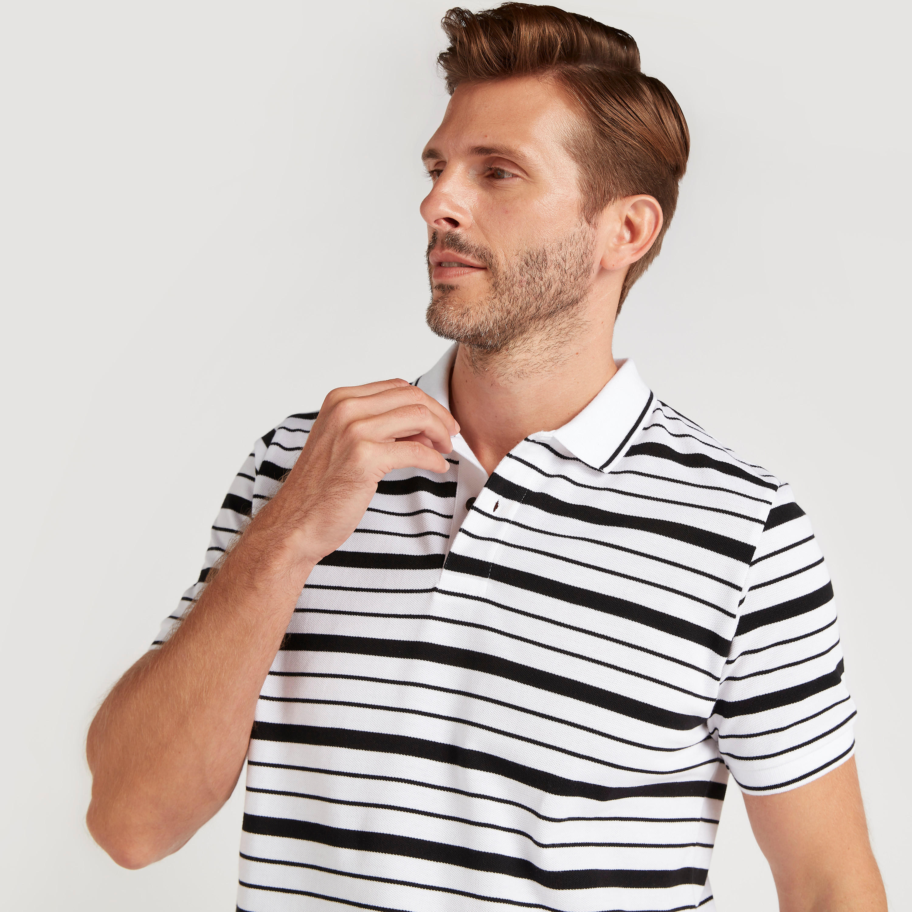 Striped Polo T-shirt with Short Sleeves-men-clothing-tshirtsandpolos-polos-image-3
