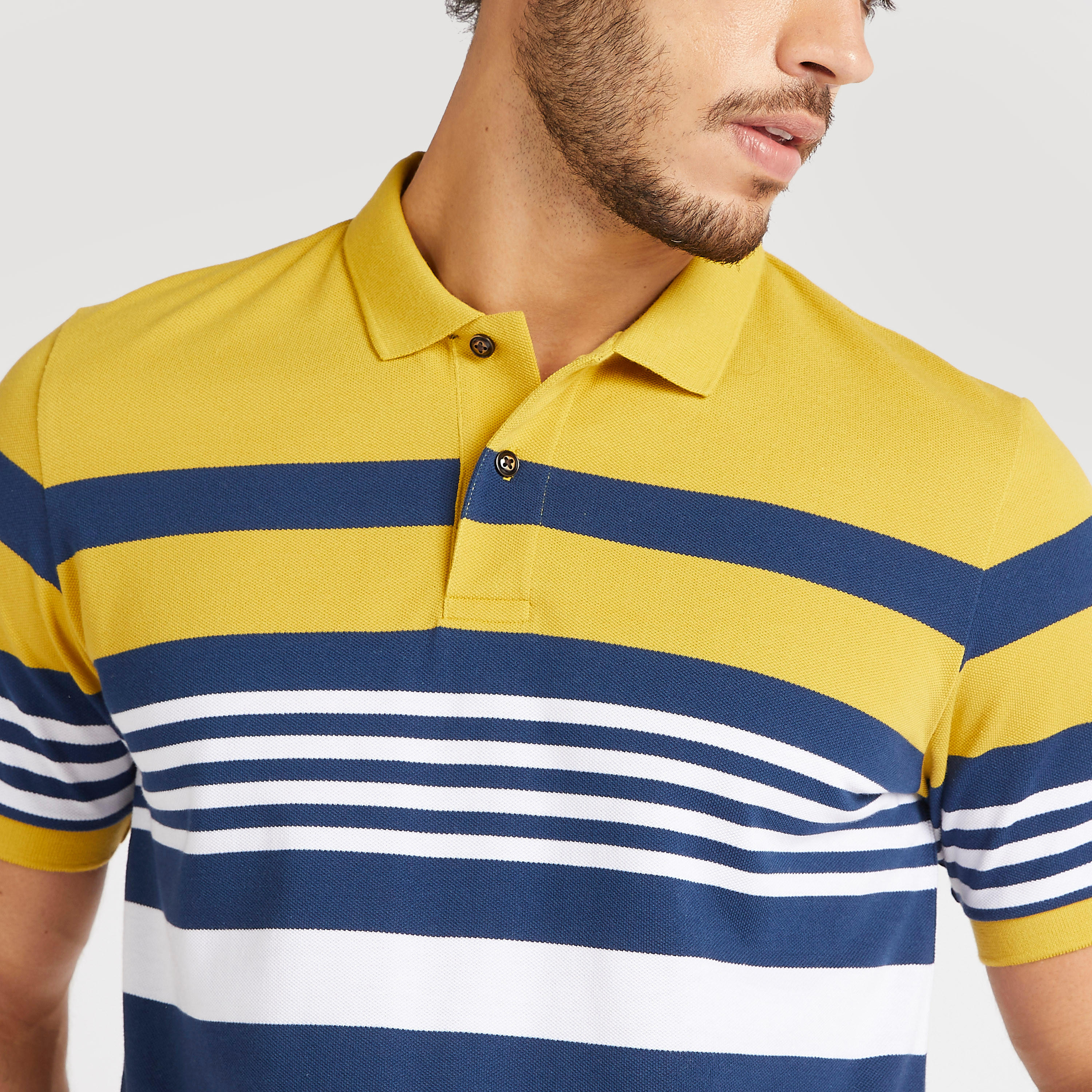 Striped Polo T-shirt with Short Sleeves and Button Closure-men-clothing-tshirtsandpolos-polos-image-3