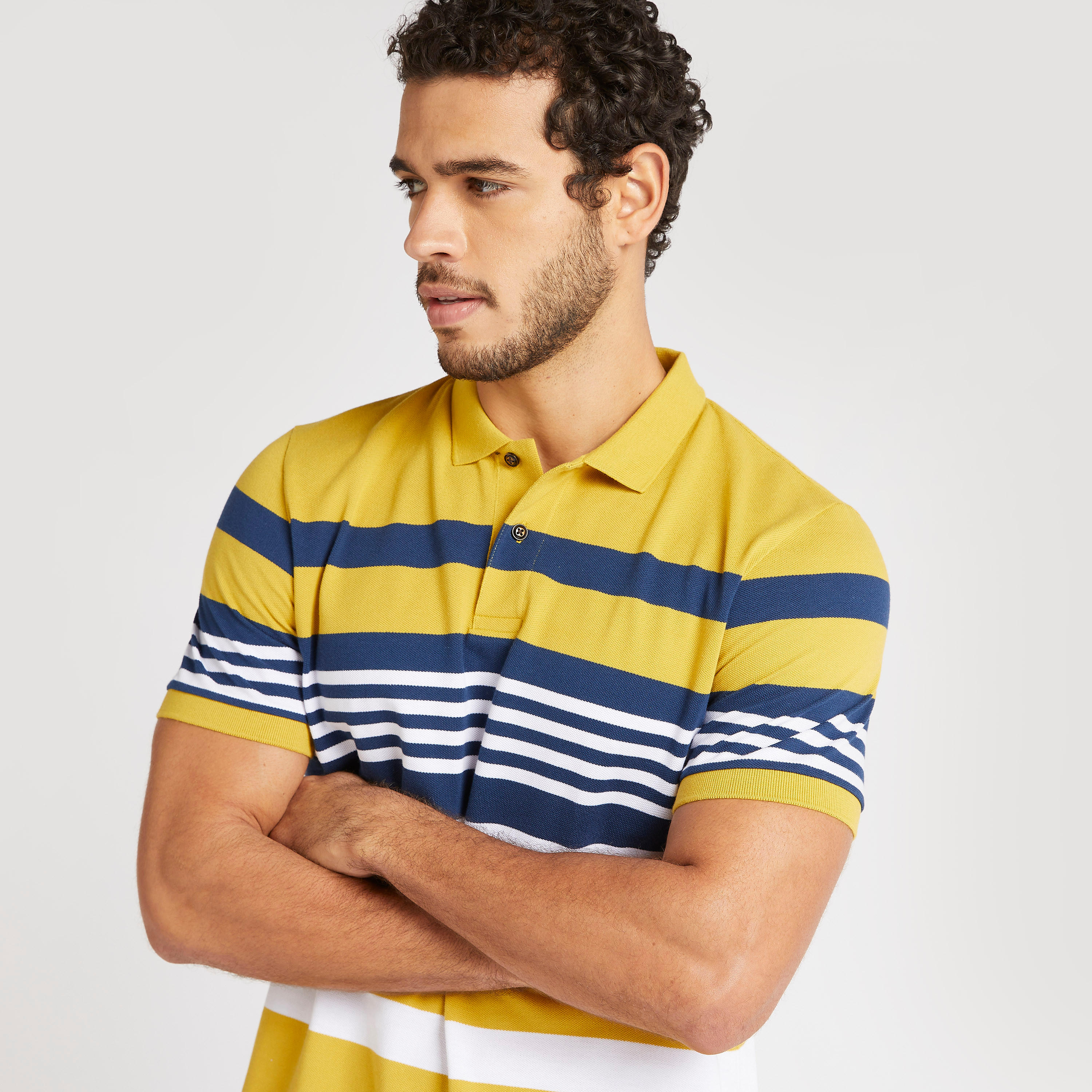 Striped Polo T-shirt with Short Sleeves and Button Closure-men-clothing-tshirtsandpolos-polos-image-6