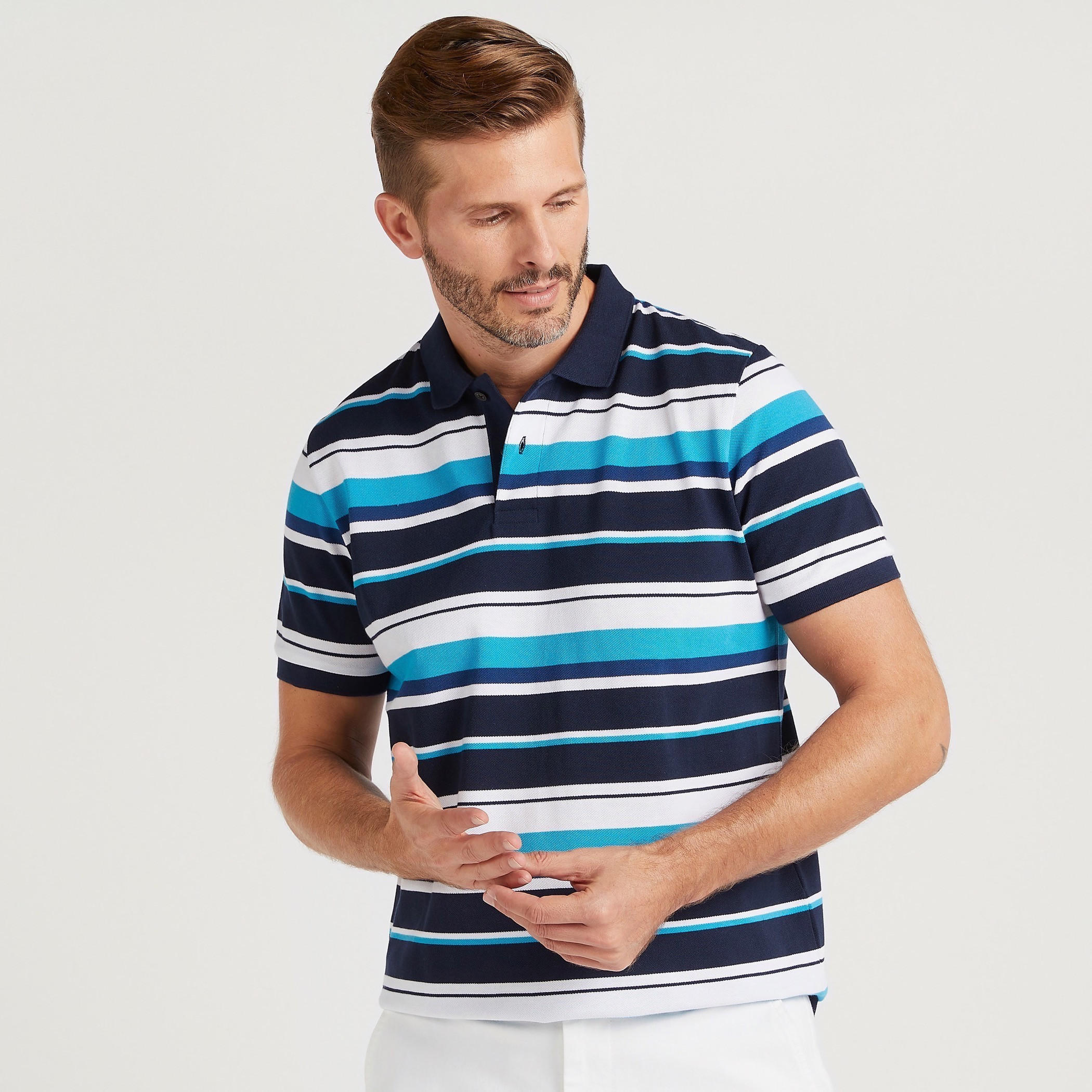 تيشيرت بولو مخطّط بأكمام قصيرة-men-clothing-tshirtsandpolos-polos-image-1