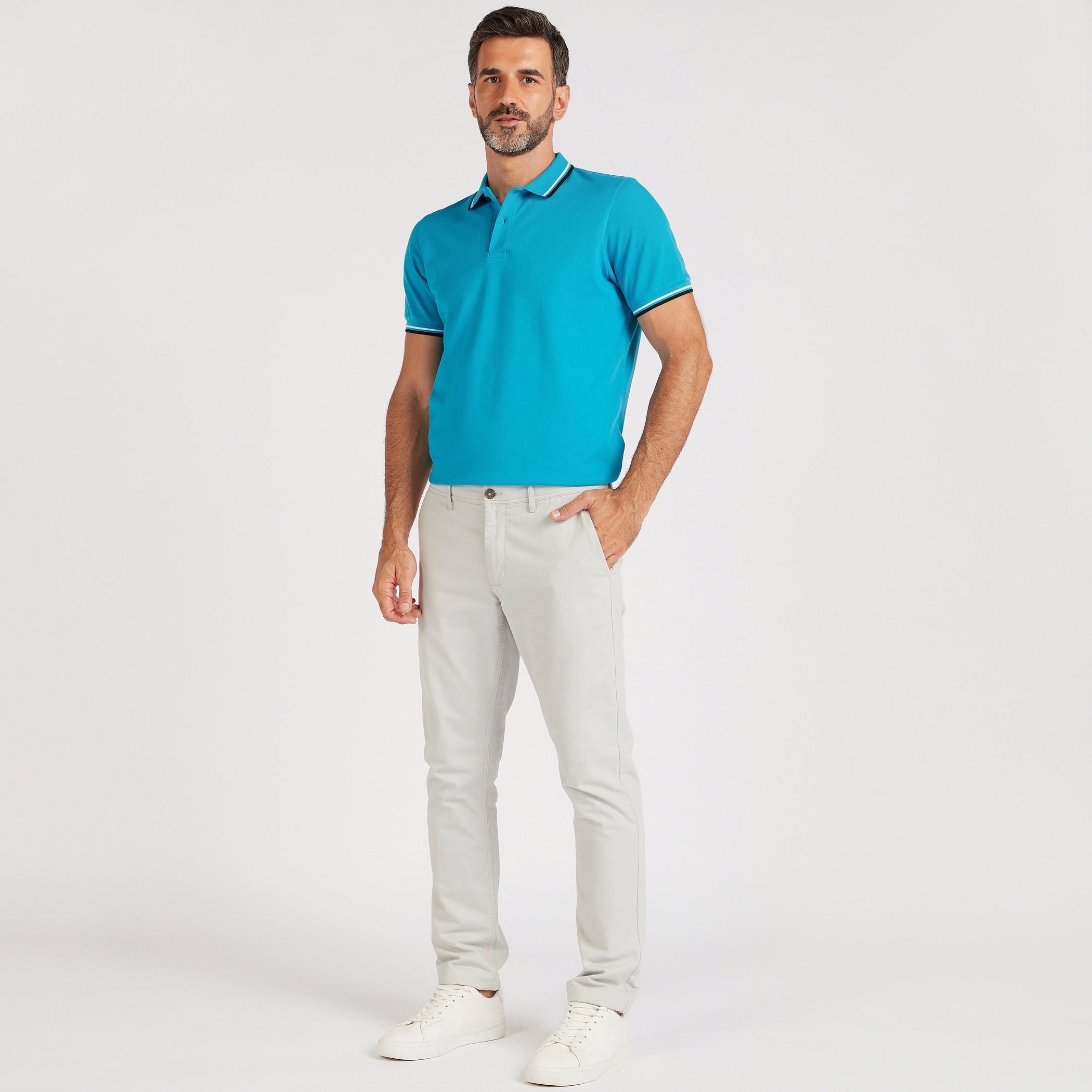 Solid Polo T-shirt with Short Sleeves and Tipping Detail-men-clothing-tshirtsandpolos-polos-image-2