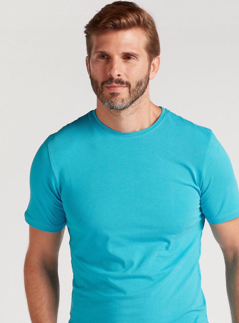 Solid T-shirt with Short Sleeves and Crew Neck-men-clothing-tshirtsandpolos-tshirts-image-1