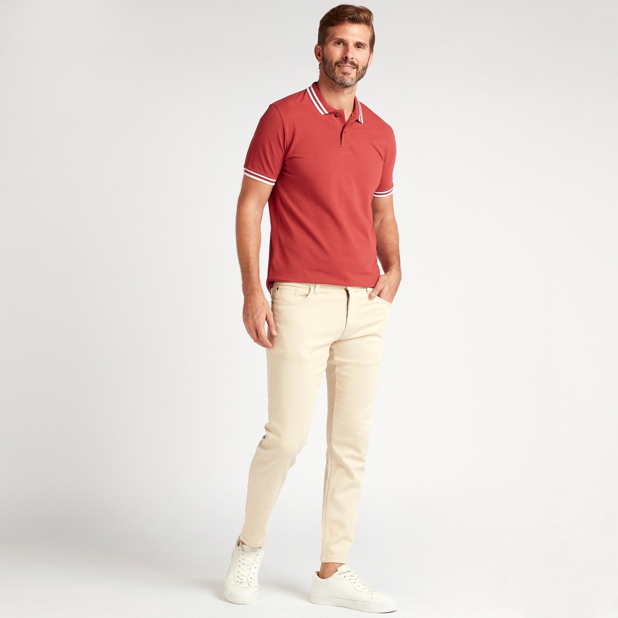 Solid Polo T-shirt with Short Sleeves-men-clothing-tshirtsandpolos-polos-image-2