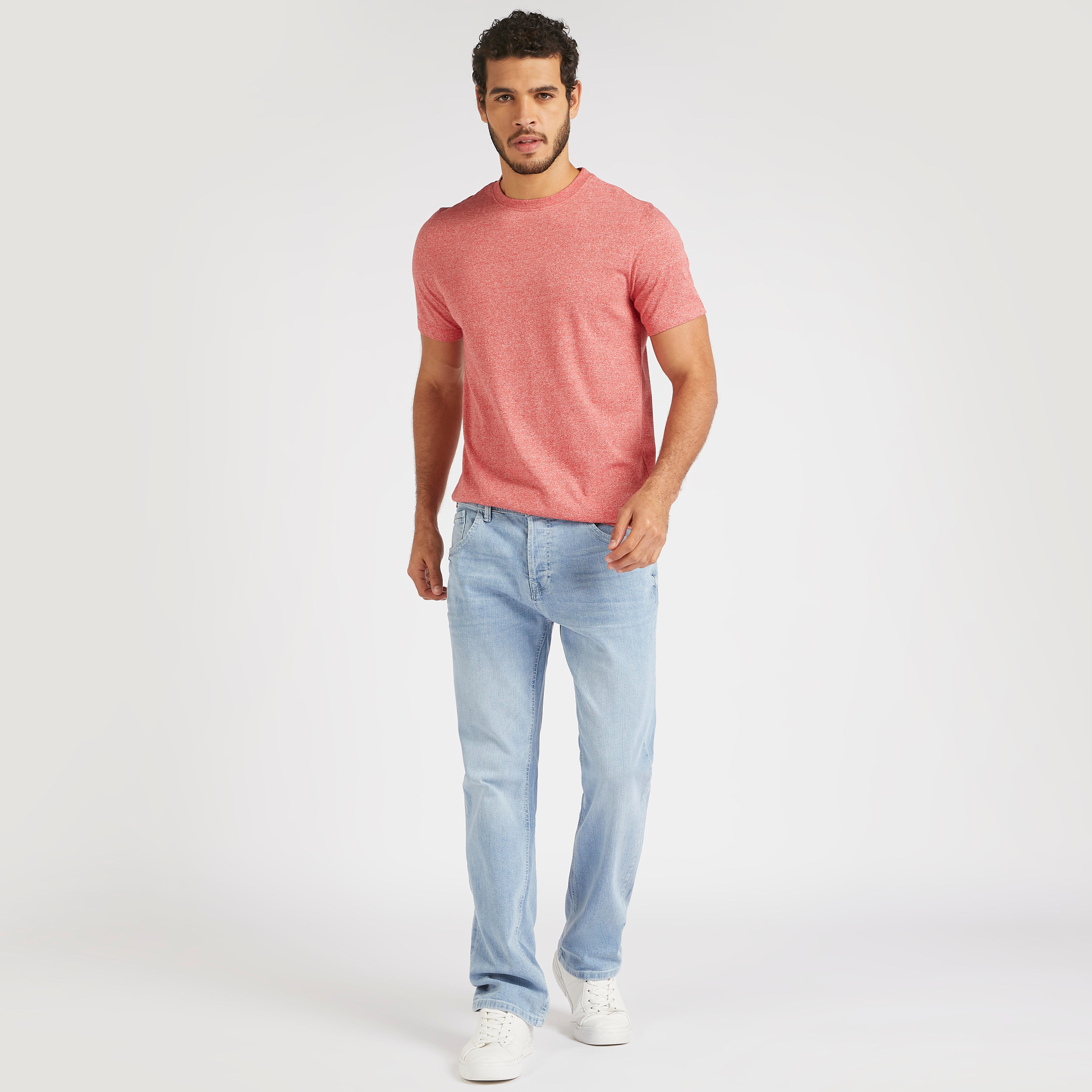 Solid T-shirt with Crew Neck and Short Sleeves-men-clothing-tshirtsandpolos-tshirts-image-2