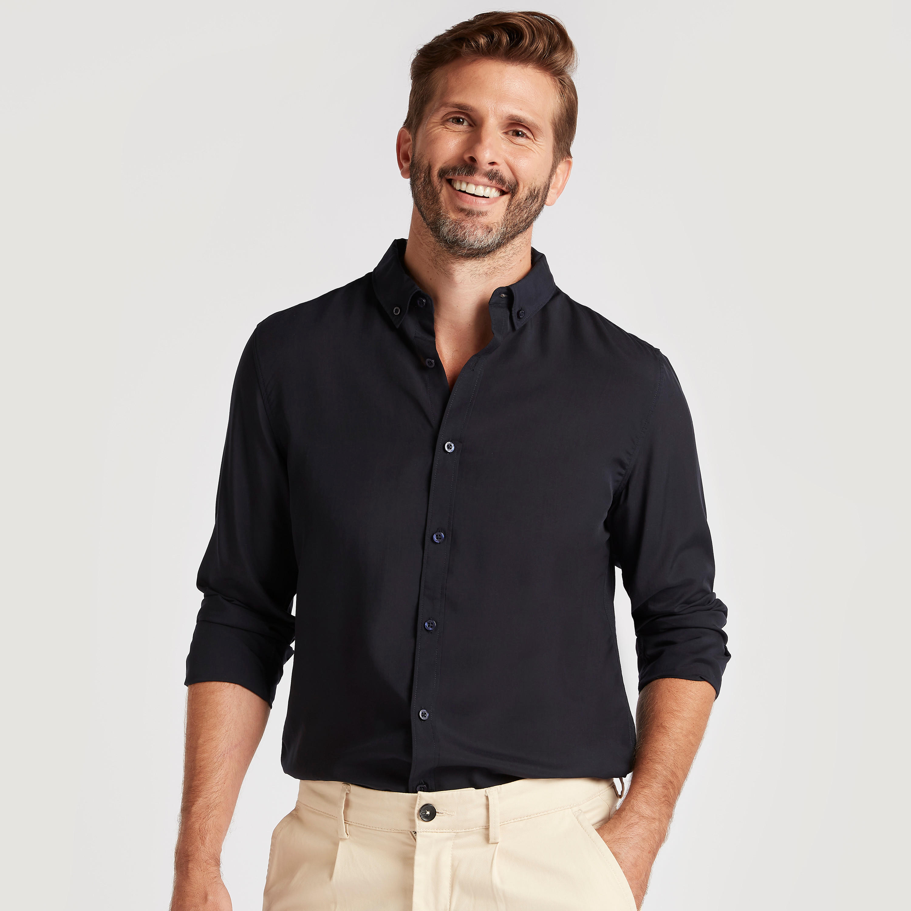 قميص سادة بأكمام طويلة وزر سفلي-men-clothing-shirts-image-5