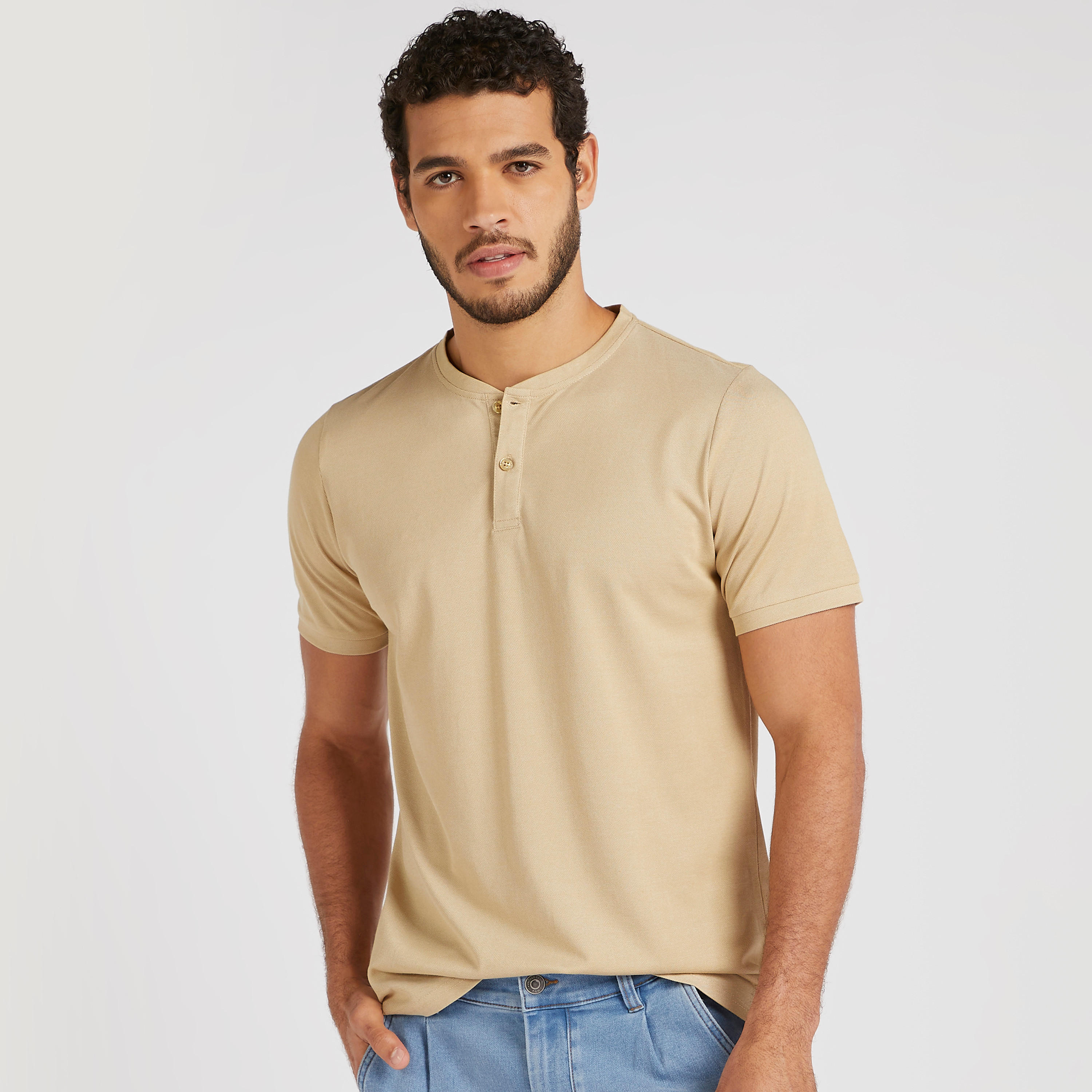 Solid T-shirt with Henley Neck and Short Sleeves-men-clothing-tshirtsandpolos-tshirts-image-6