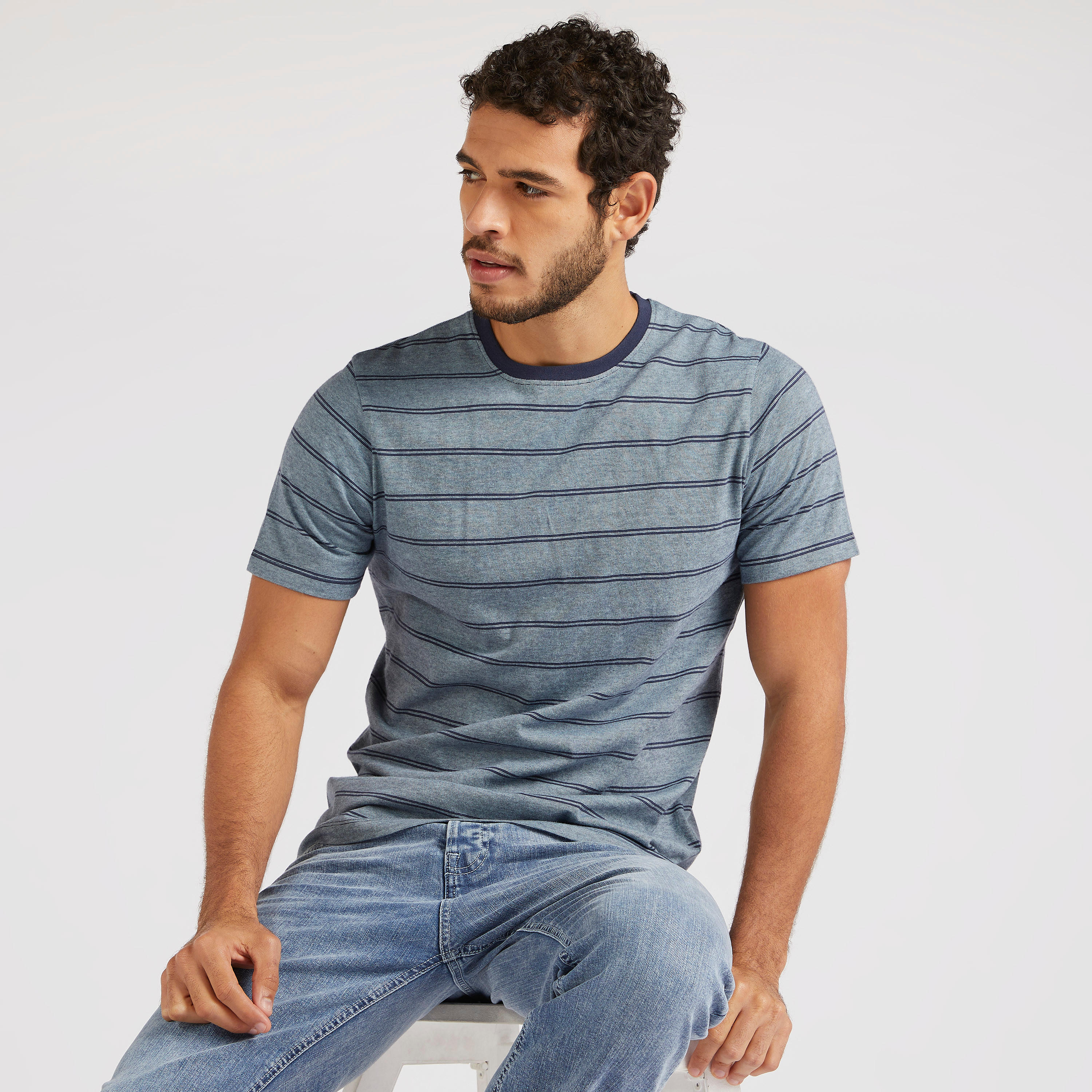 Striped T-shirt with Short Sleeves and Crew Neck-men-clothing-tshirtsandpolos-tshirts-image-1
