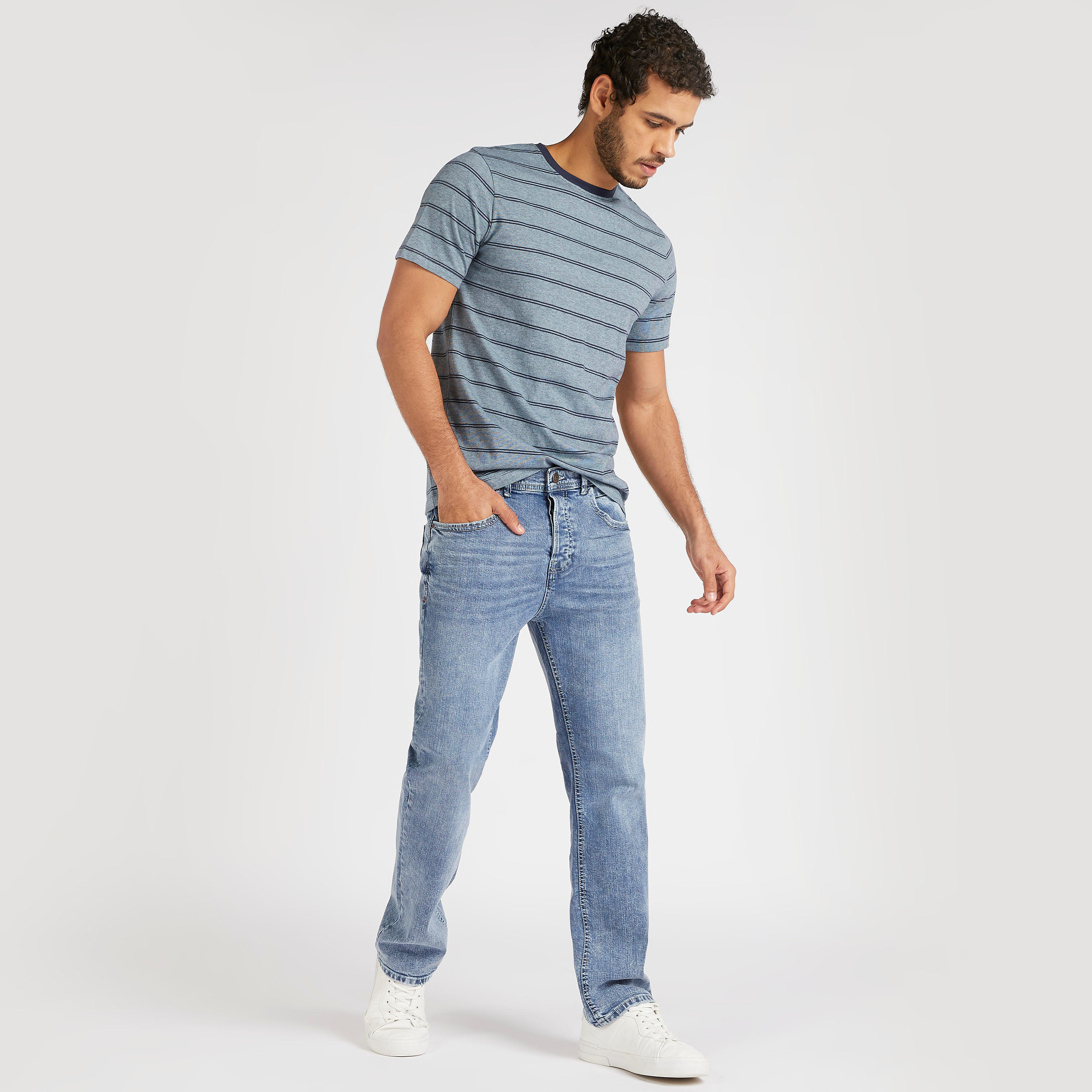 Striped T-shirt with Short Sleeves and Crew Neck-men-clothing-tshirtsandpolos-tshirts-image-2