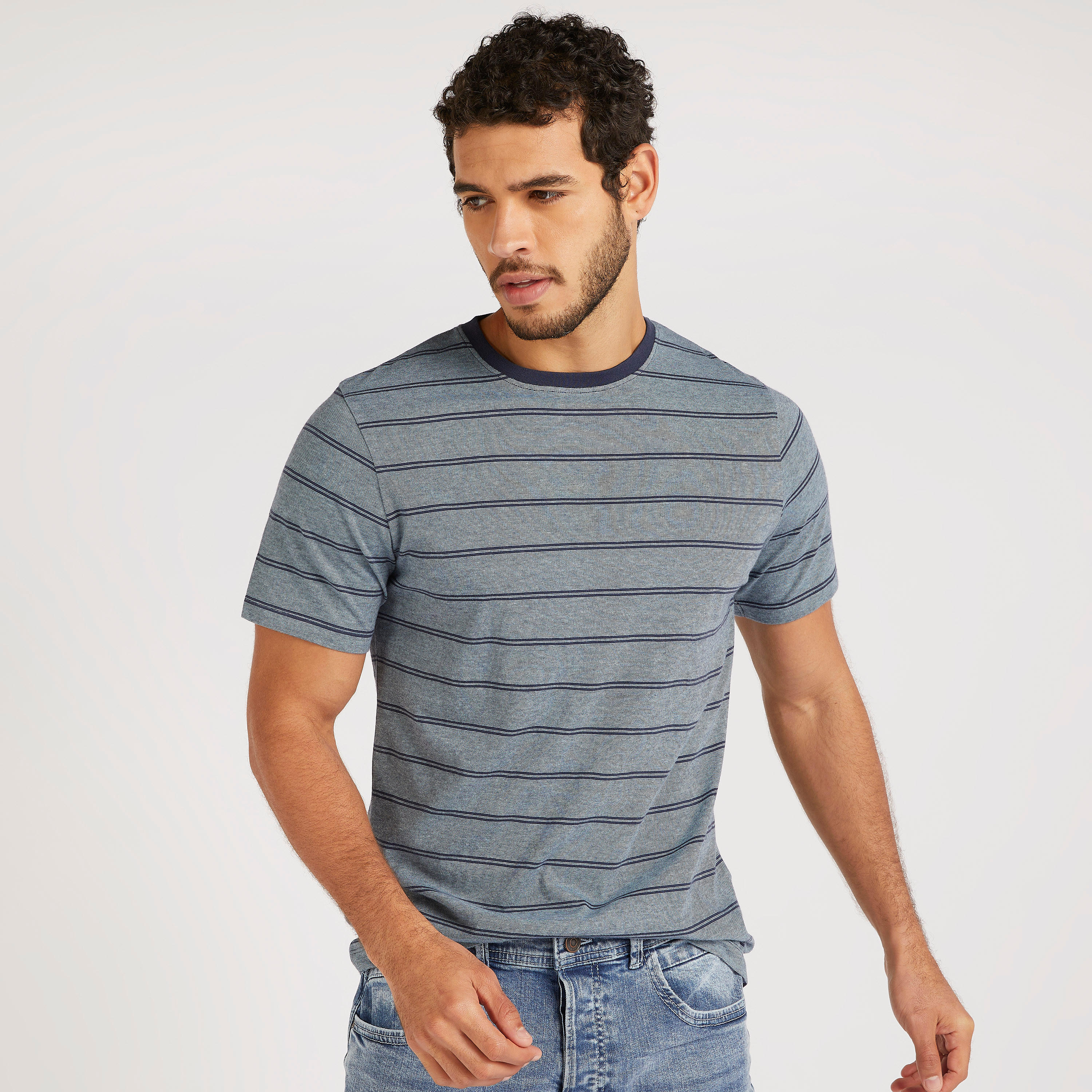 Striped T-shirt with Short Sleeves and Crew Neck-men-clothing-tshirtsandpolos-tshirts-image-5
