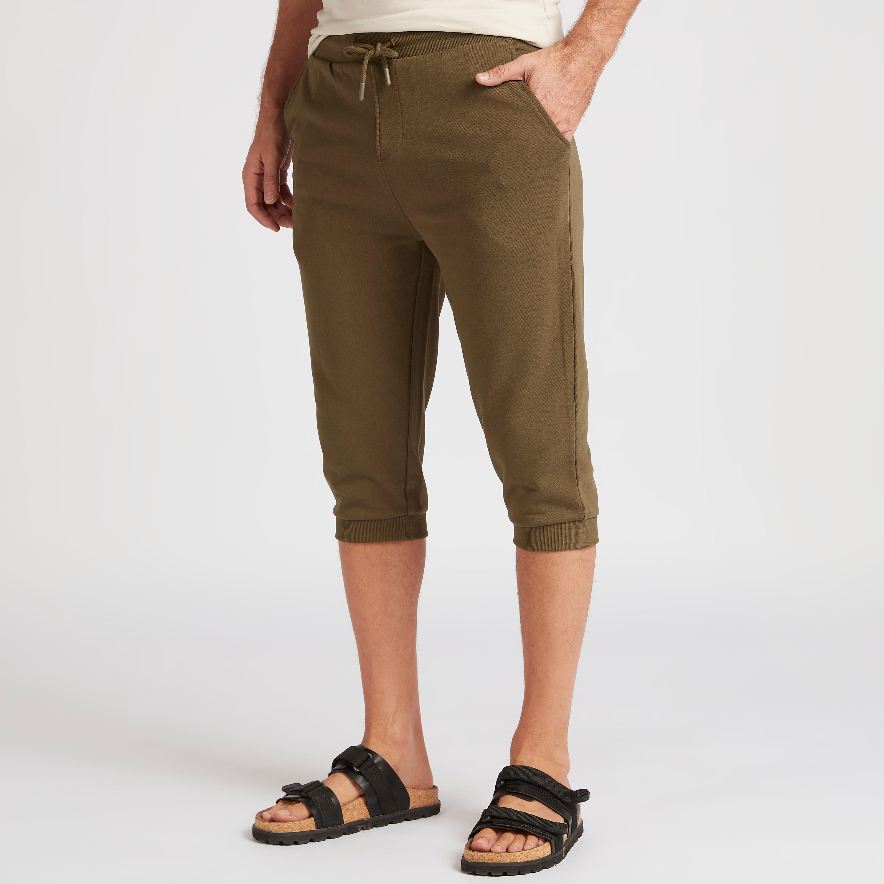 Solid 3/4 Joggers with Pockets and Drawstring Closure-men-clothing-bottoms-joggers-image-1