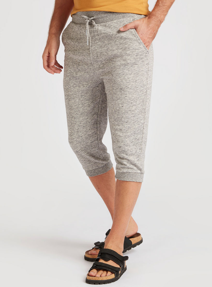 Textured 3/4 Joggers with Drawstring Closure-men-clothing-bottoms-joggers-image-1