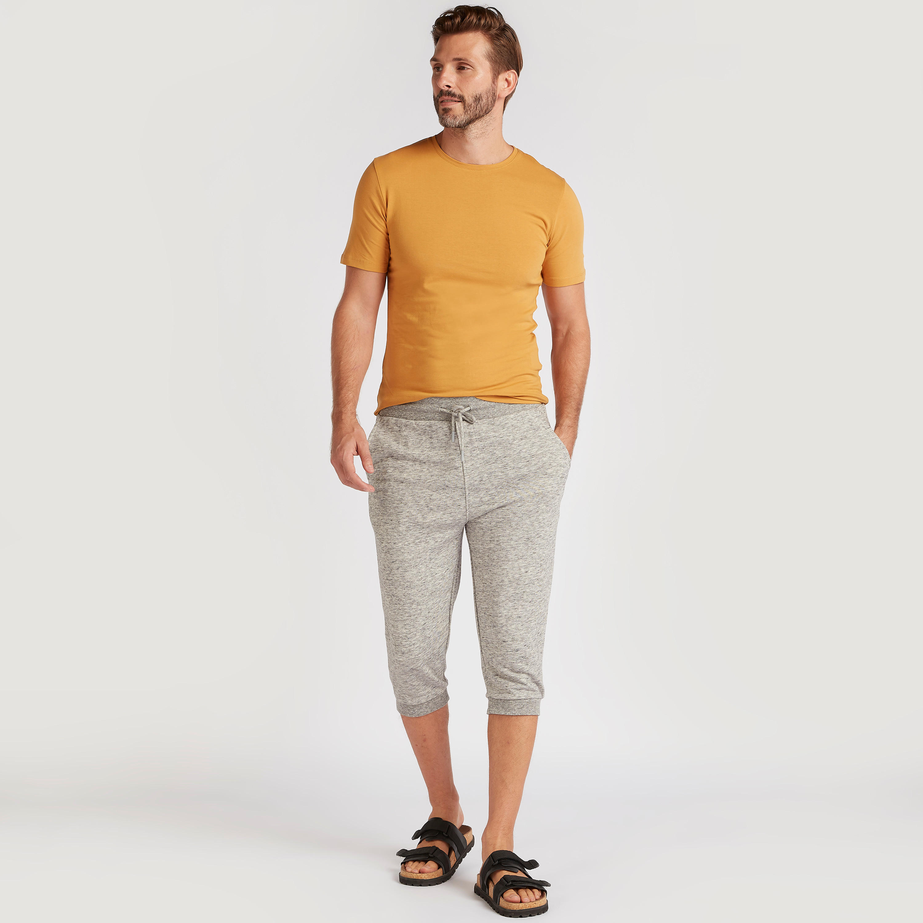 Textured 3/4 Joggers with Drawstring Closure-men-clothing-bottoms-joggers-image-2
