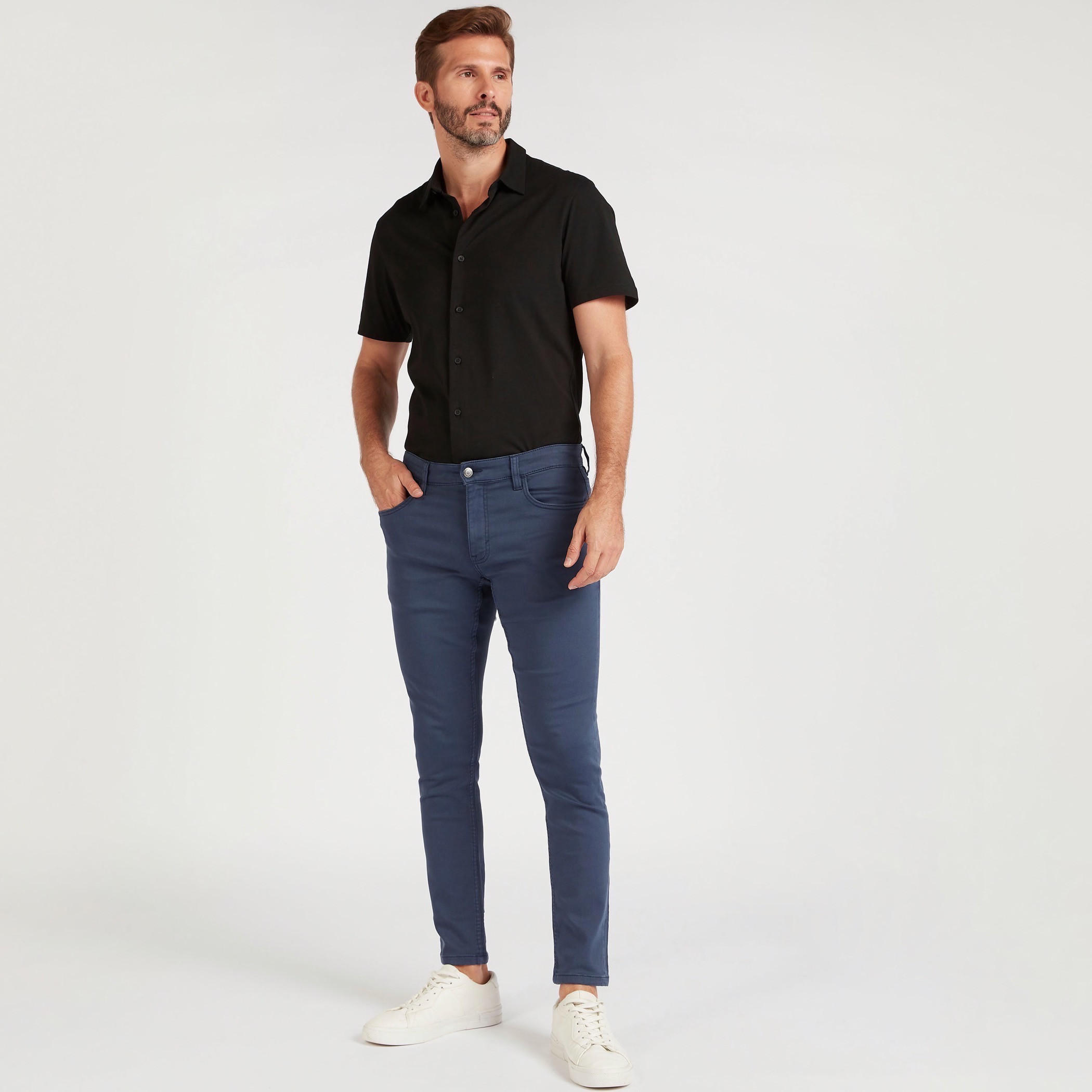 Solid Collared Shirt with Short Sleeves-men-clothing-shirts-image-2