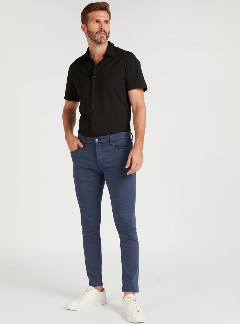Solid Collared Shirt with Short Sleeves-men-clothing-shirts-image-2