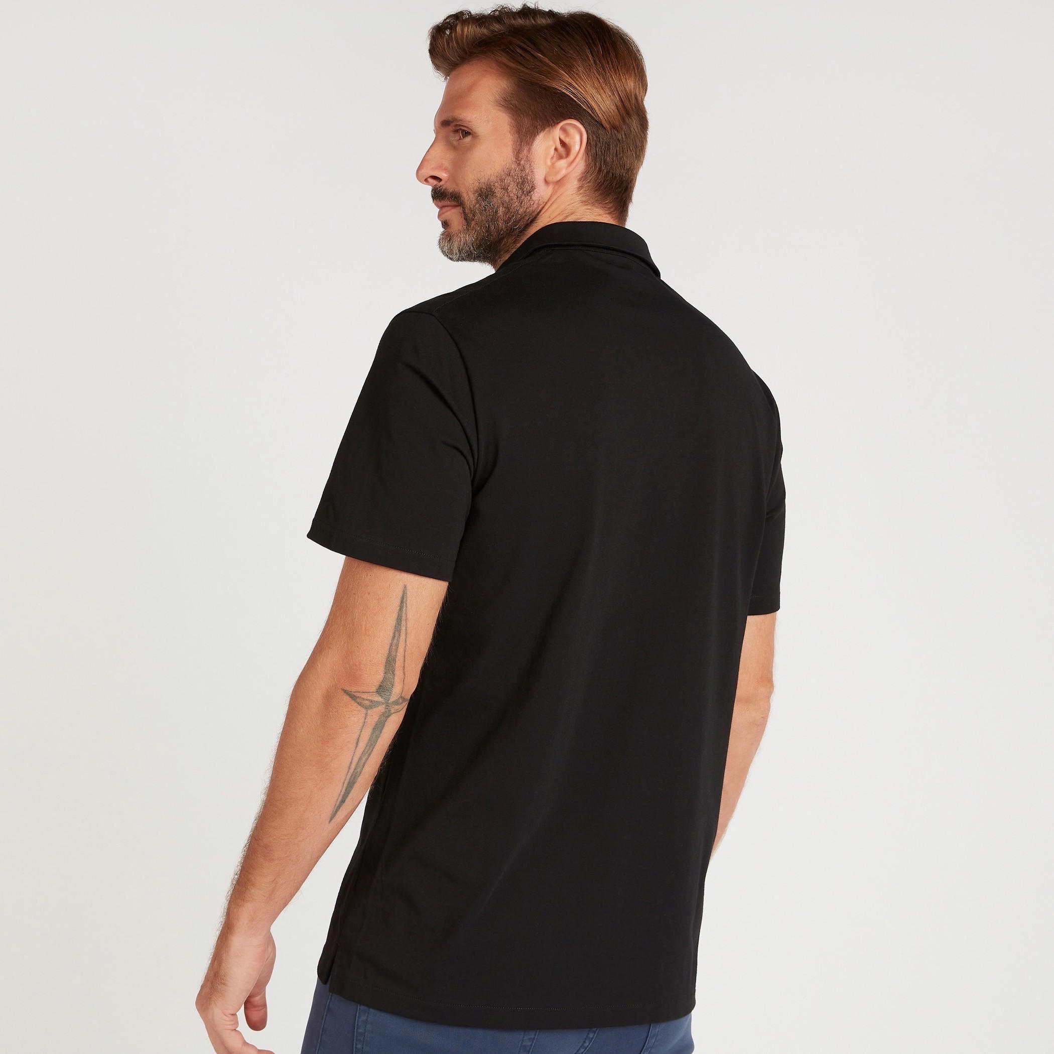 Solid Collared Shirt with Short Sleeves-men-clothing-shirts-image-4