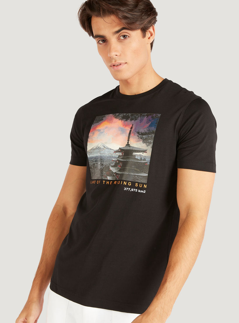 Printed Crew Neck T-shirt with Short Sleeves-men-clothing-tshirtsandpolos-tshirts-image-1