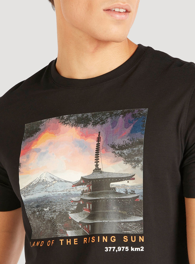 Printed Crew Neck T-shirt with Short Sleeves-men-clothing-tshirtsandpolos-tshirts-image-3