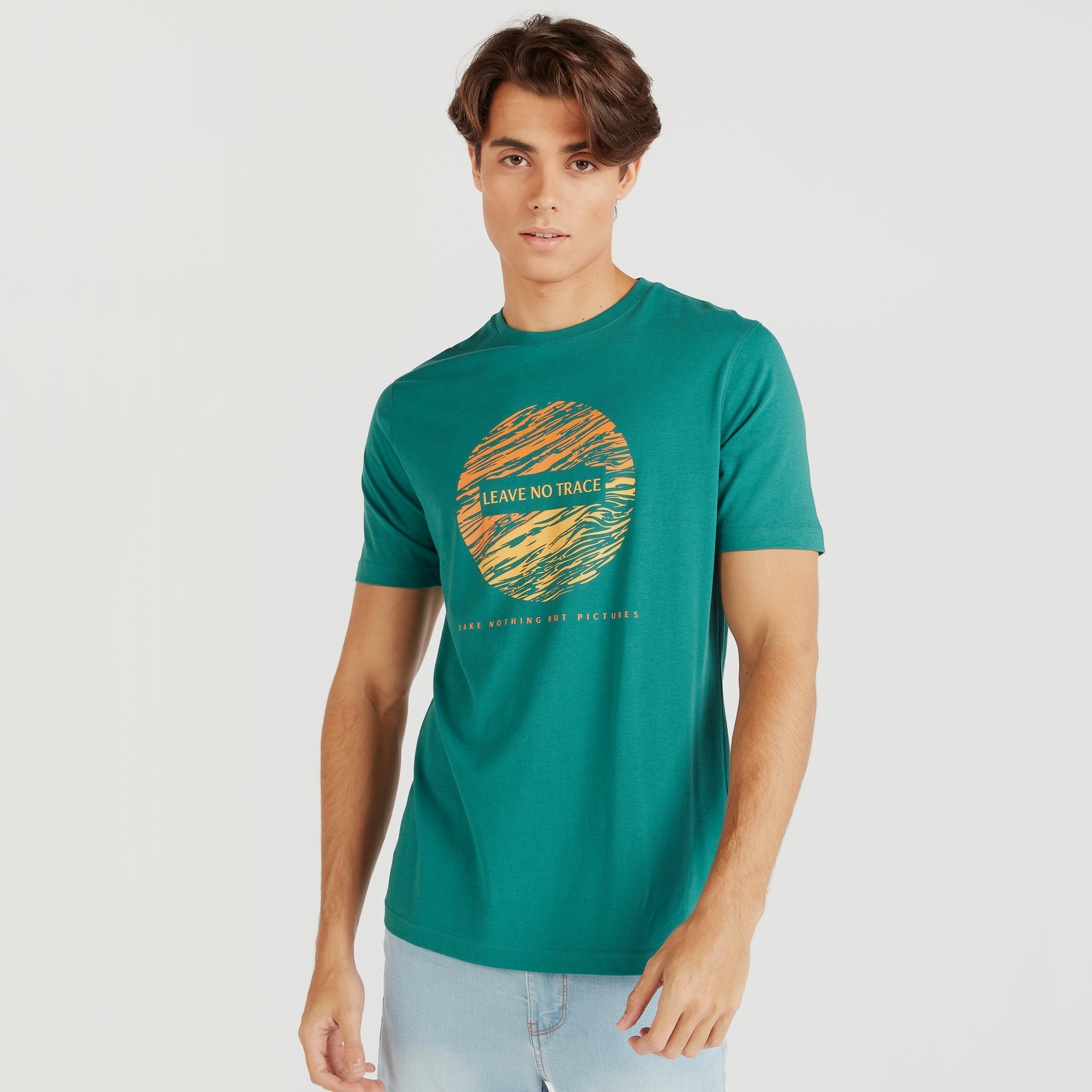 Printed Crew Neck T-shirt with Short Sleeves-men-clothing-tshirtsandpolos-tshirts-image-1