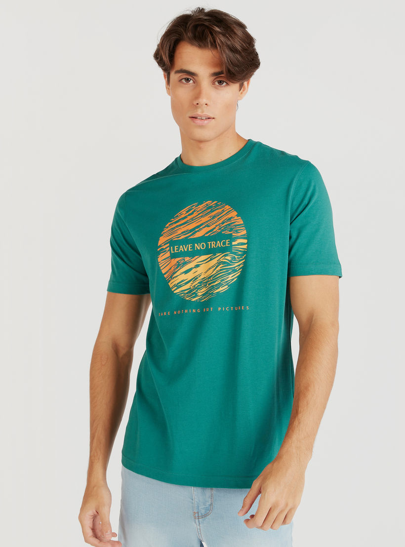 Printed Crew Neck T-shirt with Short Sleeves-men-clothing-tshirtsandpolos-tshirts-image-1