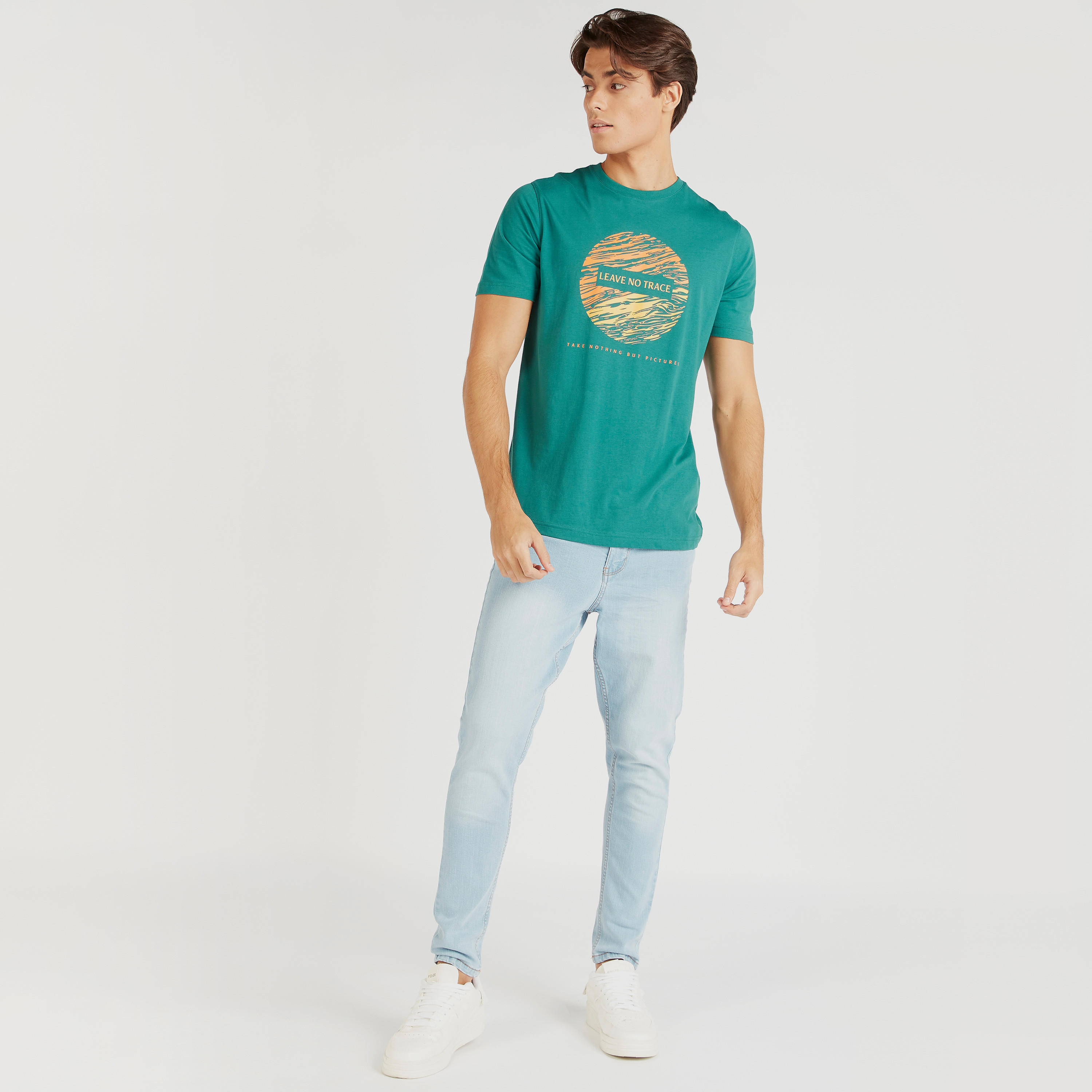 Printed Crew Neck T-shirt with Short Sleeves-men-clothing-tshirtsandpolos-tshirts-image-2