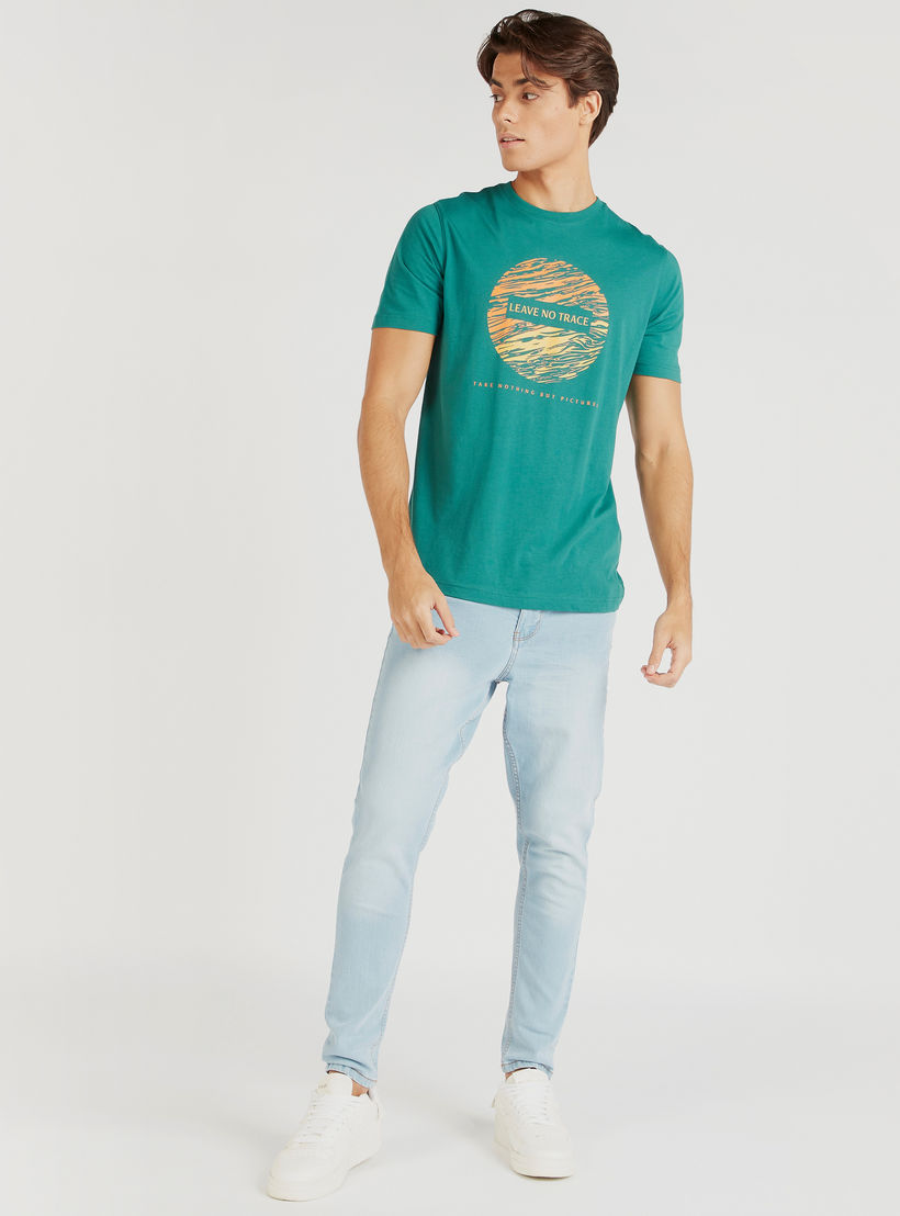 Printed Crew Neck T-shirt with Short Sleeves-men-clothing-tshirtsandpolos-tshirts-image-2