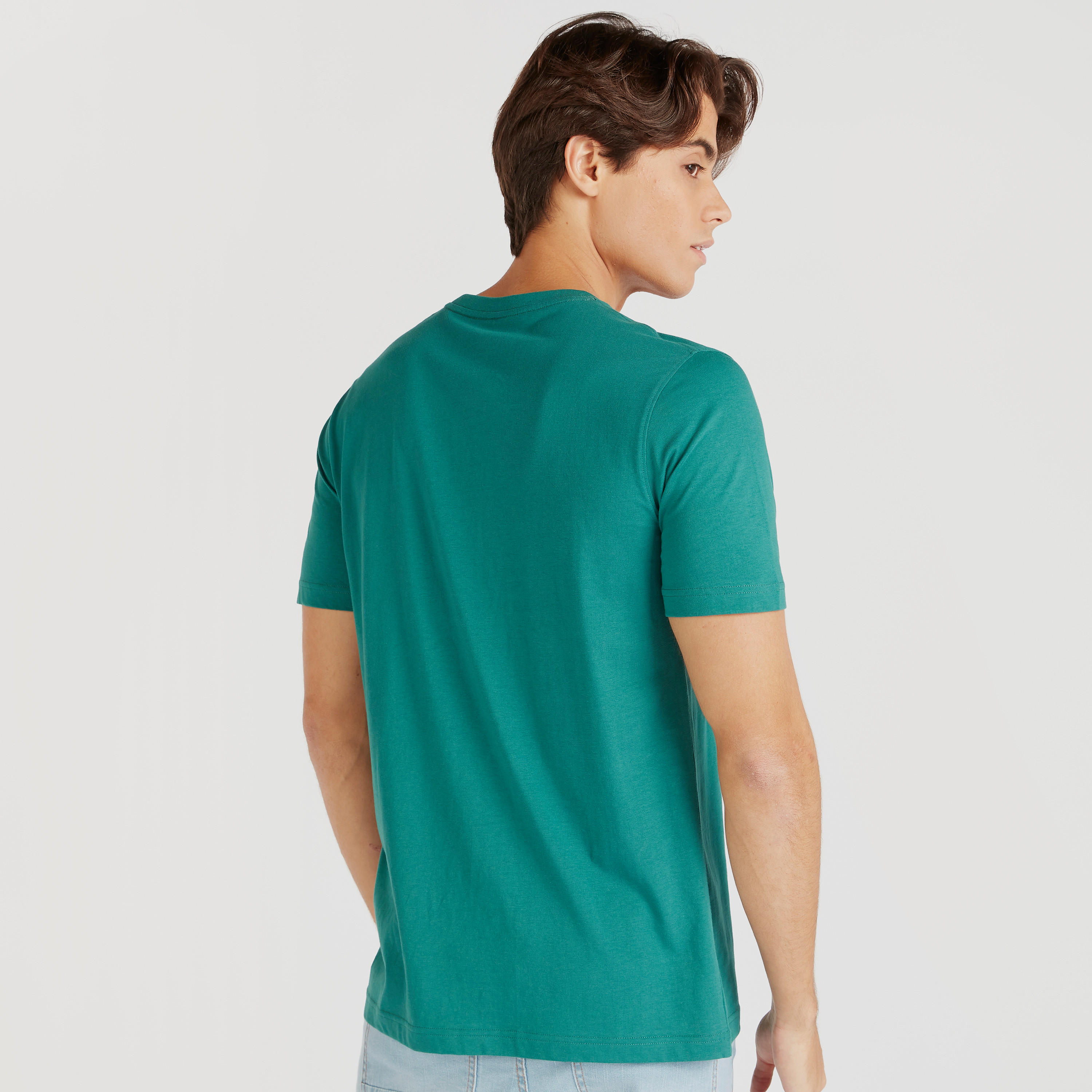 Printed Crew Neck T-shirt with Short Sleeves-men-clothing-tshirtsandpolos-tshirts-image-4