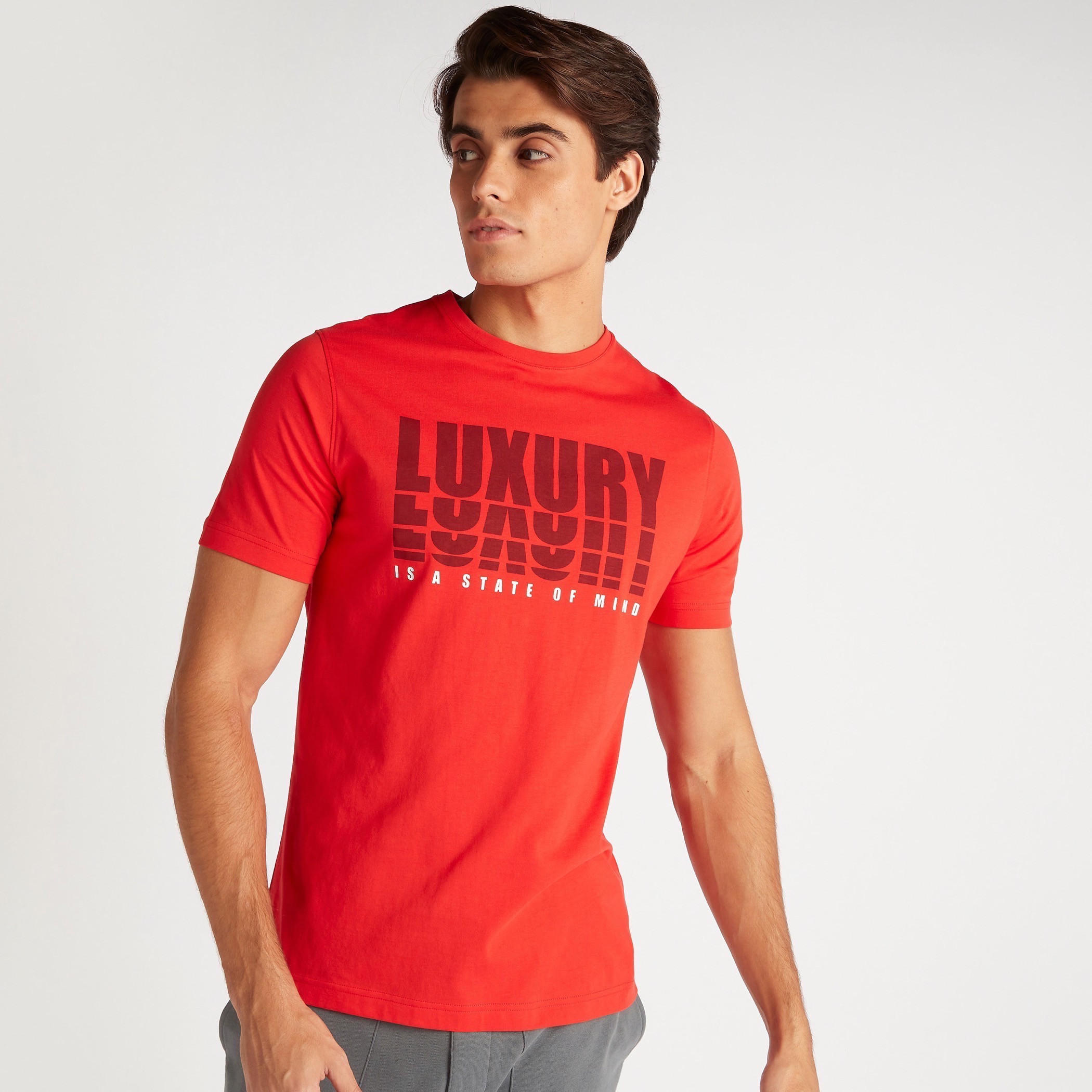 تيشيرت بقصة سليم وياقة ضيقة وأكمام قصيرة وطبعات-men-clothing-tshirtsandpolos-tshirts-image-1