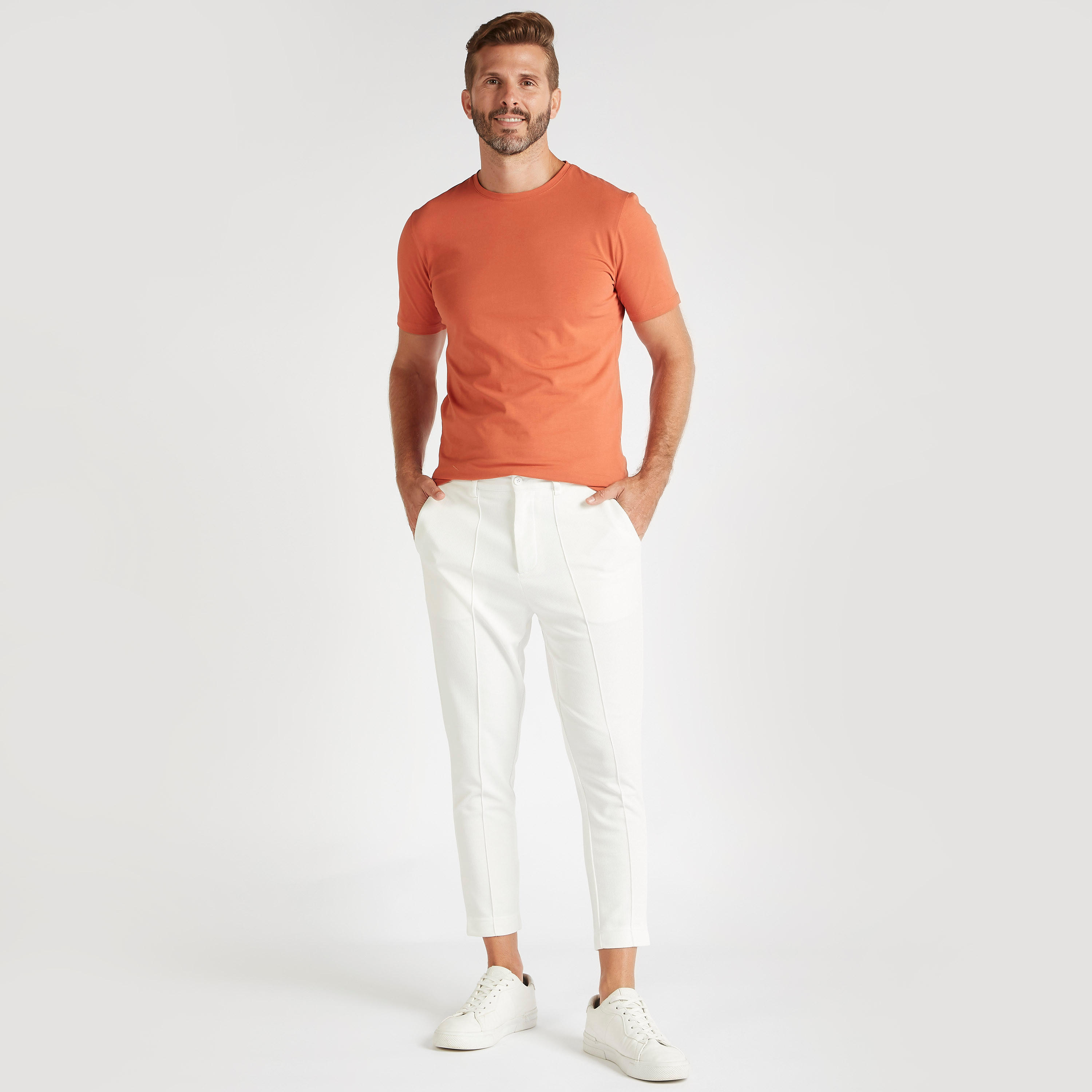 تيشيرت سادة بياقة ضيّقة وأكمام قصيرة-men-clothing-tshirtsandpolos-tshirts-image-5