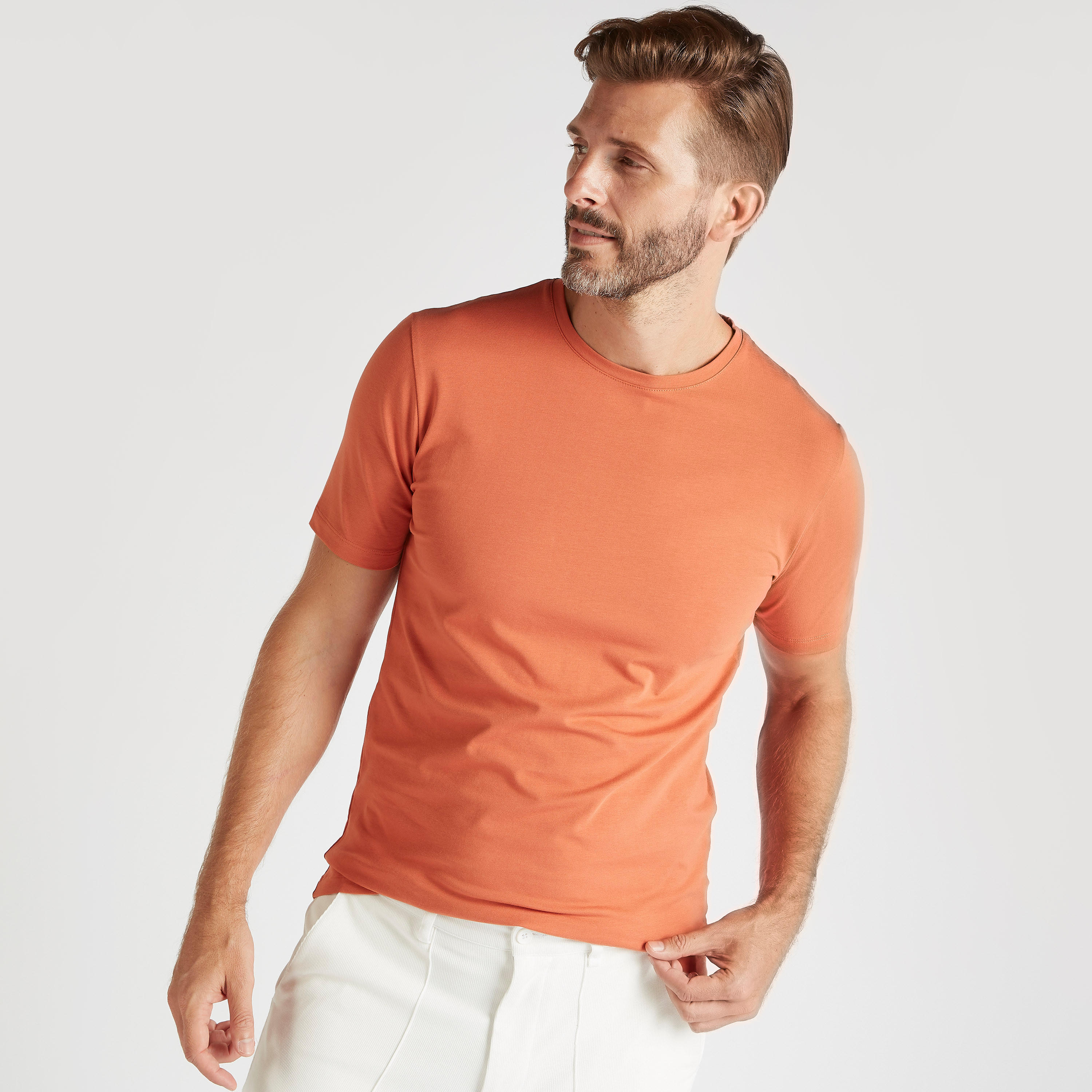 تيشيرت سادة بياقة ضيّقة وأكمام قصيرة-men-clothing-tshirtsandpolos-tshirts-image-4