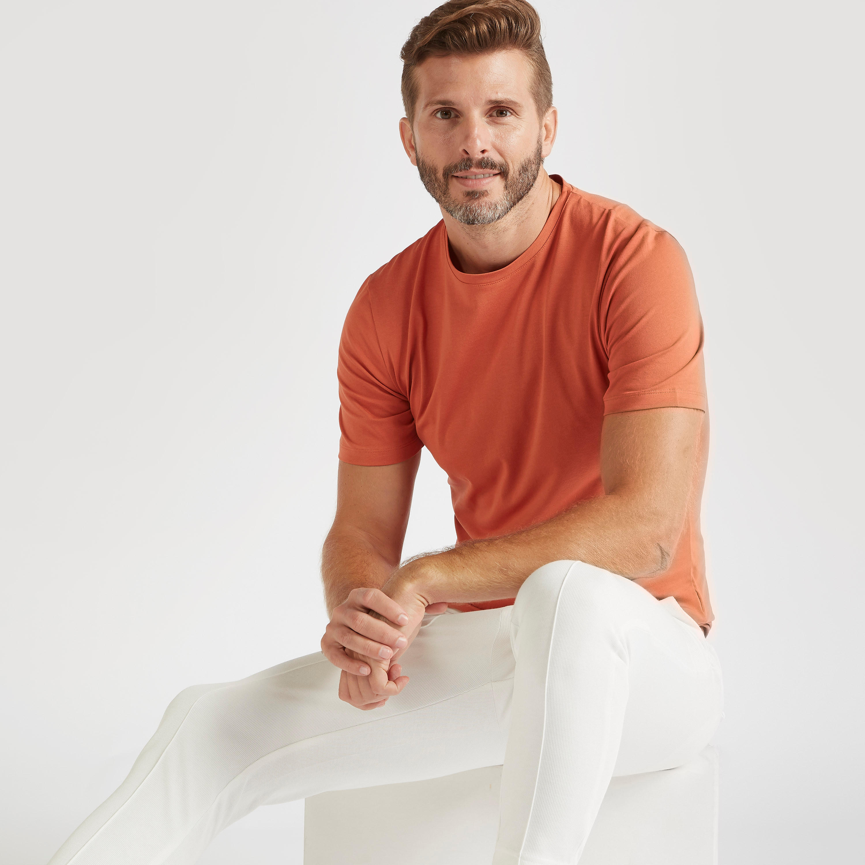 تيشيرت سادة بياقة ضيّقة وأكمام قصيرة-men-clothing-tshirtsandpolos-tshirts-image-2