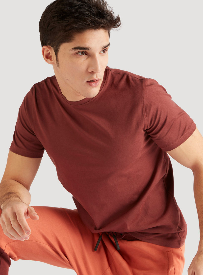 Solid Crew Neck T-shirt with Short Sleeves-men-clothing-tshirtsandpolos-tshirts-image-1