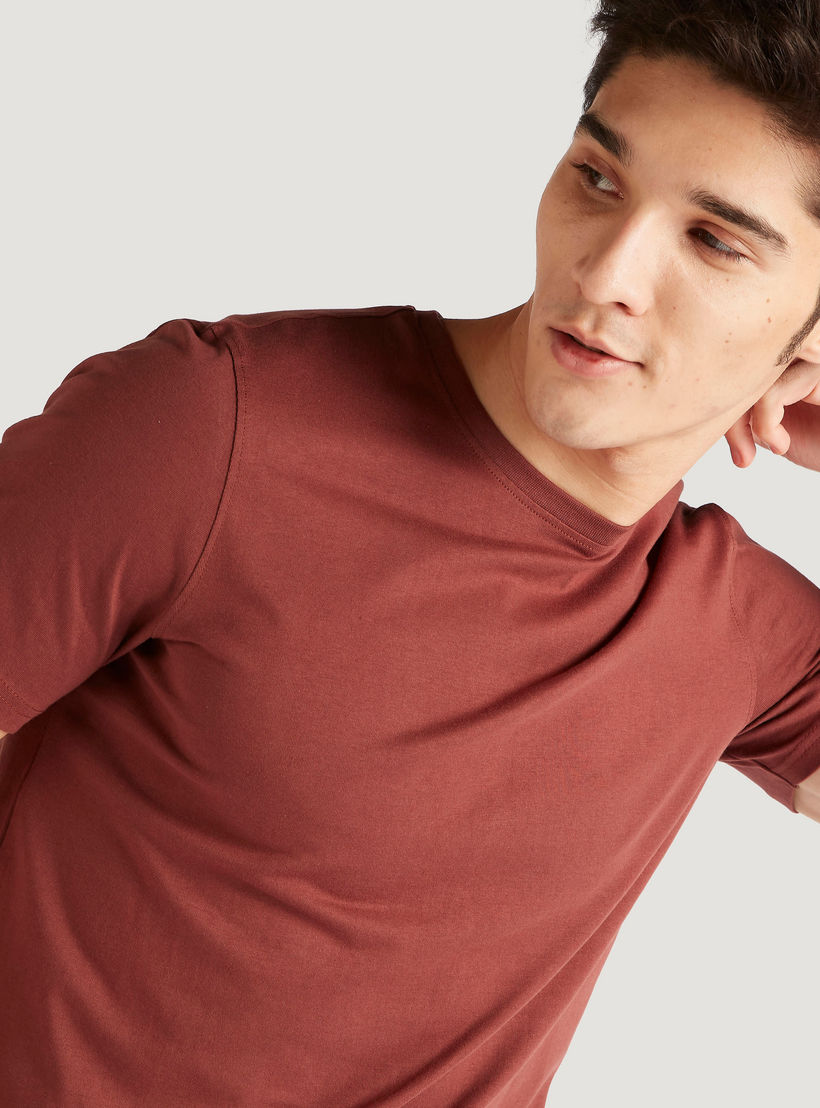 Solid Crew Neck T-shirt with Short Sleeves-men-clothing-tshirtsandpolos-tshirts-image-3