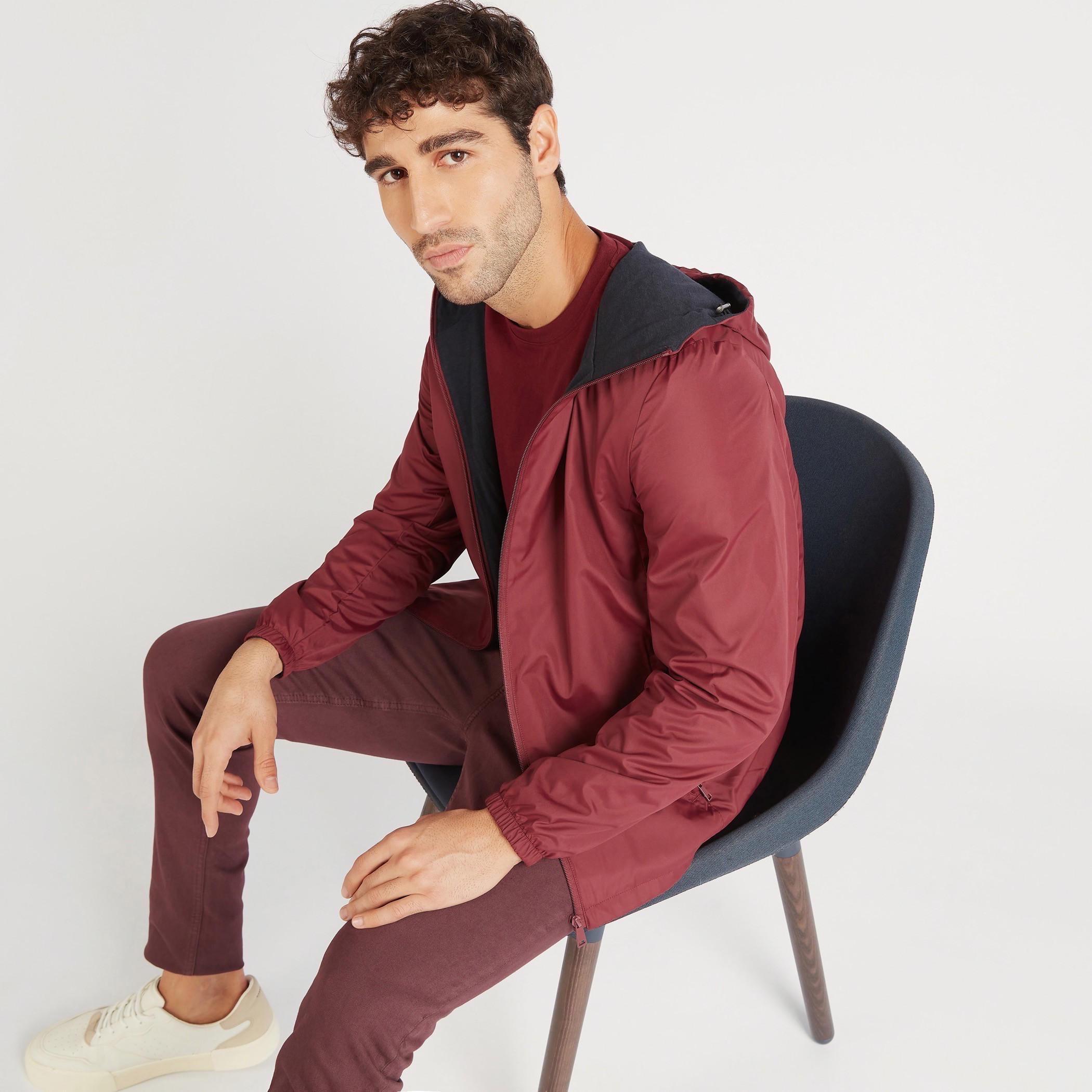 Solid Zip Through Lightweight Jacket with Long Sleeves and Hood-men-clothing-jacketsandblazers-jackets-image-1