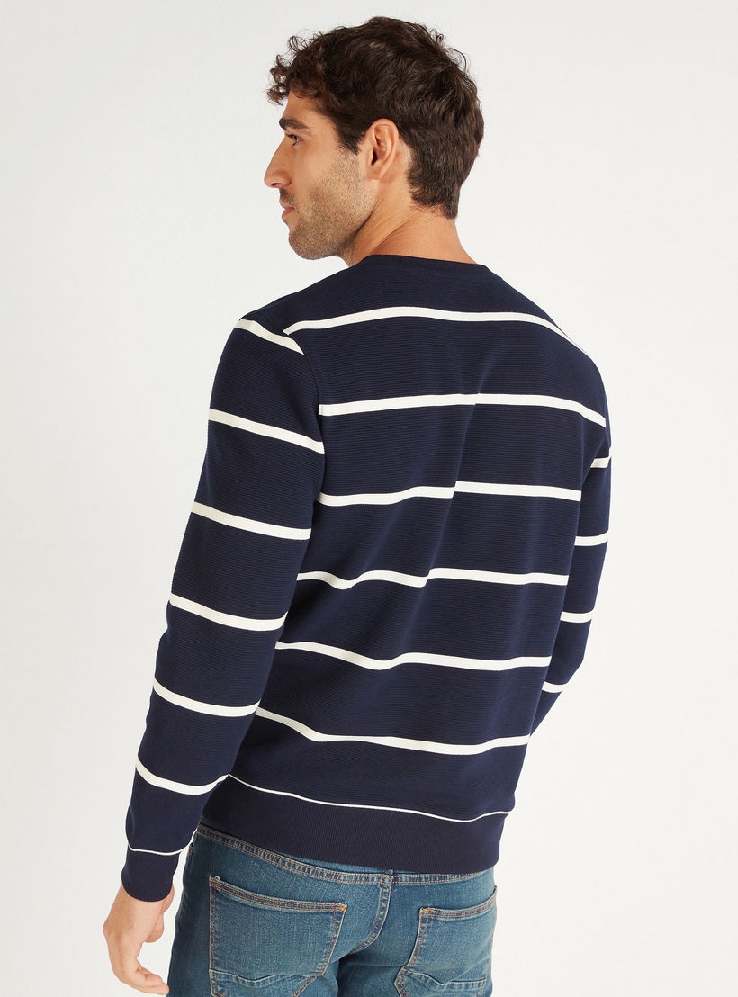 سويت شيرت مقلّم بياقة ضيّقة وأكمام طويلة-men-winterwear-hoodiesandsweatshirts-image-2
