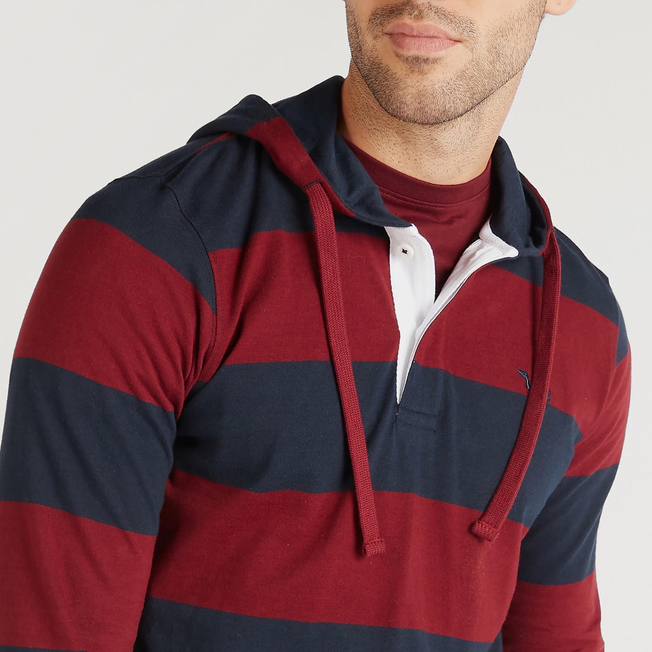 تيشيرت مقلّم بأكمام طويلة وياقة بزر-men-clothing-tshirtsandpolos-tshirts-image-3