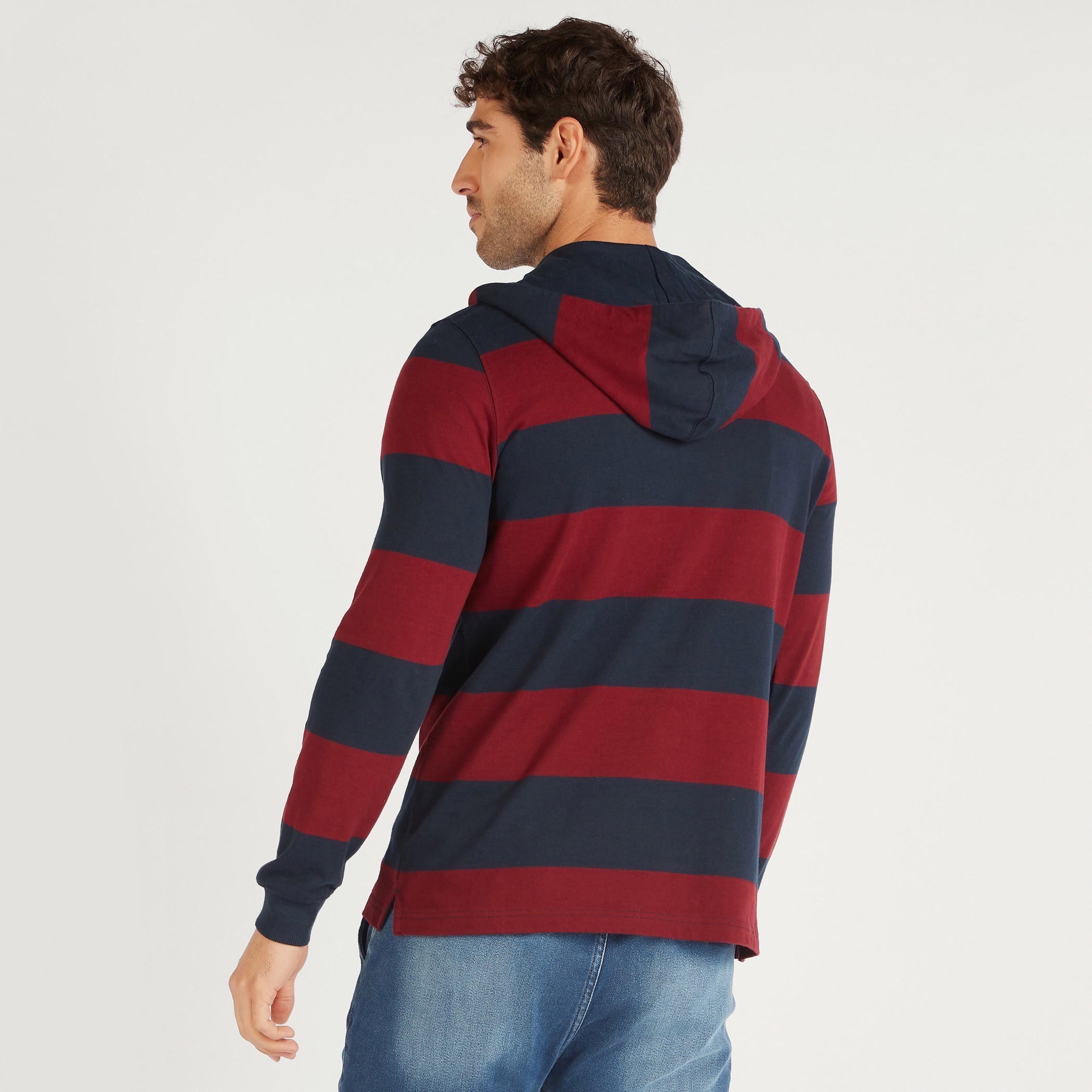 تيشيرت مقلّم بأكمام طويلة وياقة بزر-men-clothing-tshirtsandpolos-tshirts-image-4