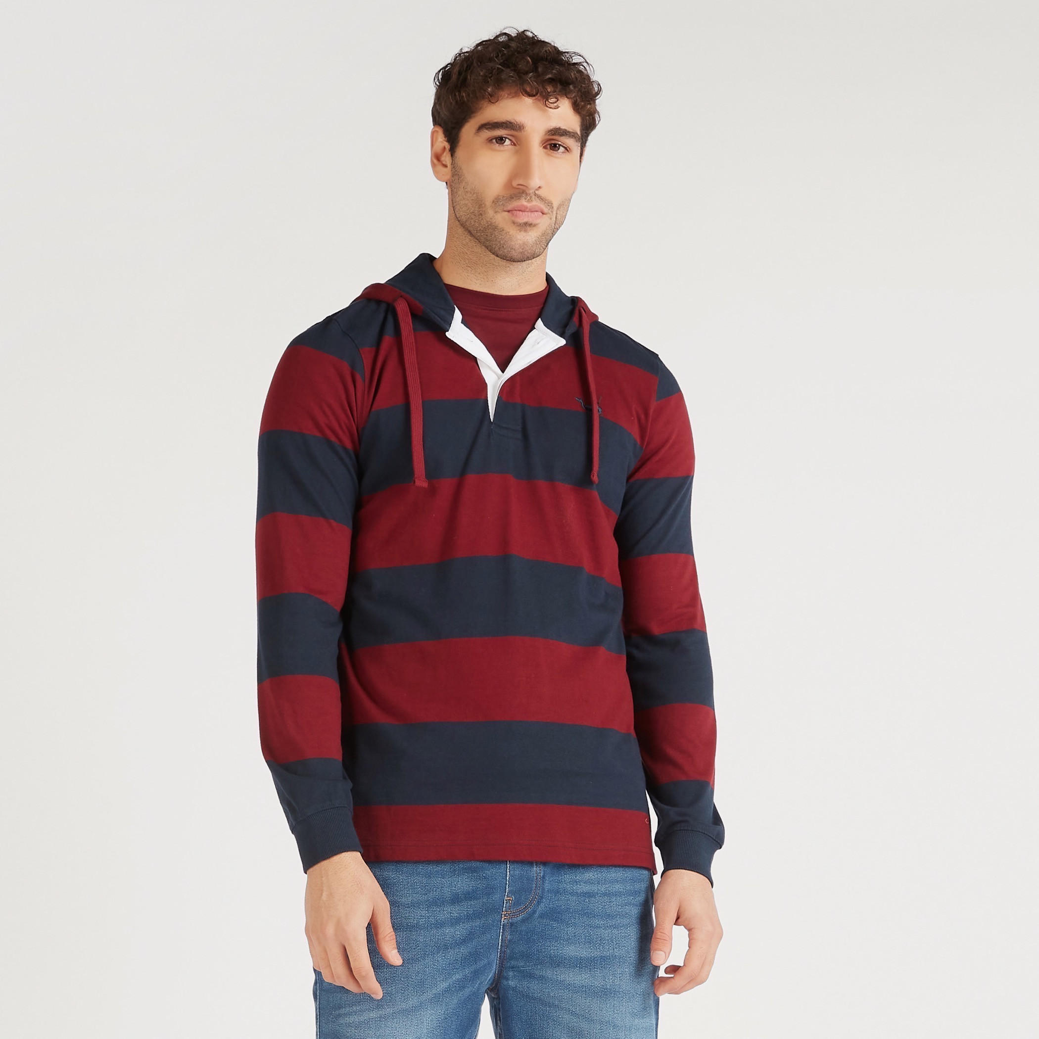 تيشيرت مقلّم بأكمام طويلة وياقة بزر-men-clothing-tshirtsandpolos-tshirts-image-5