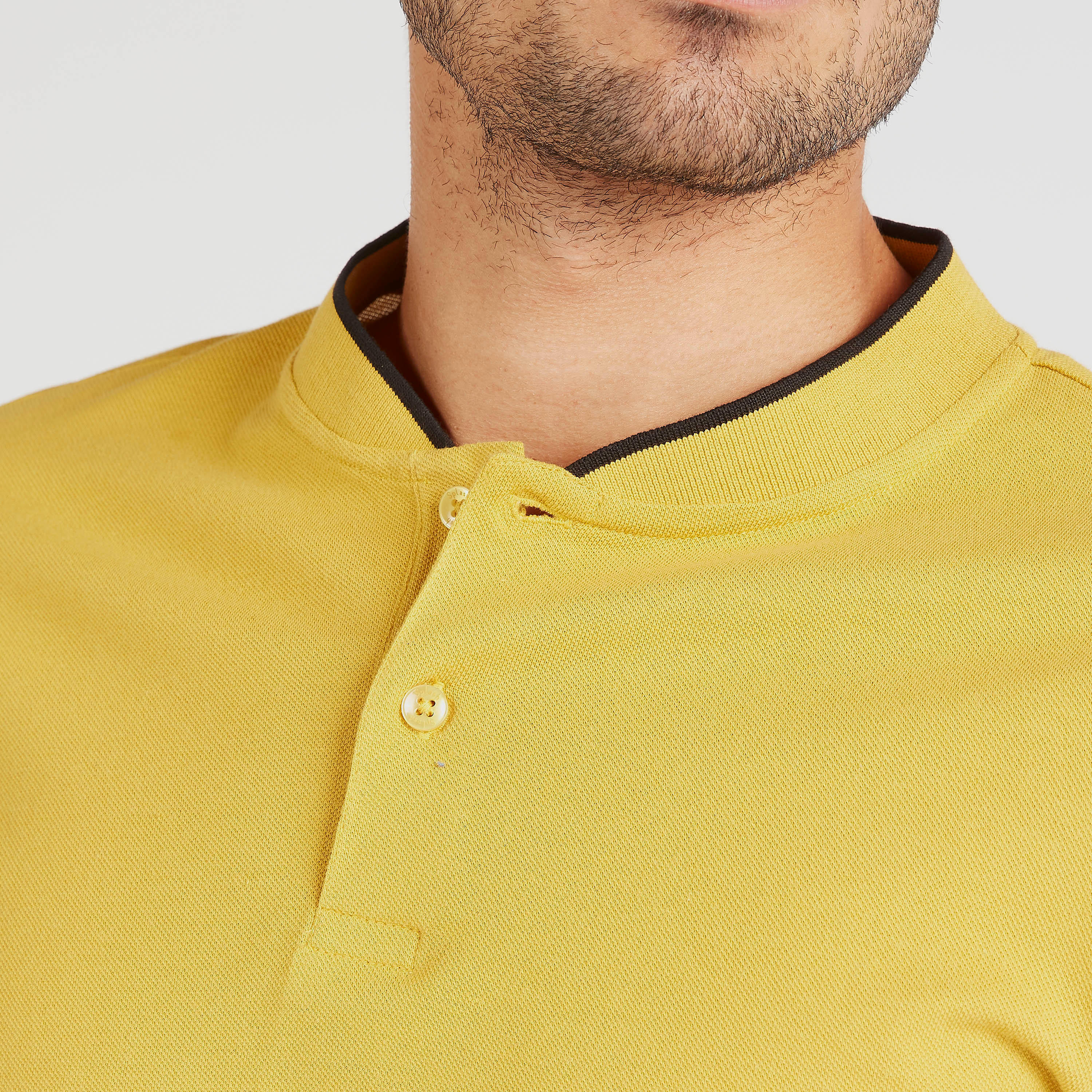 تيشيرت بولو سادة بأكمام قصيرة وياقة ماندارين-men-clothing-tshirtsandpolos-polos-image-3