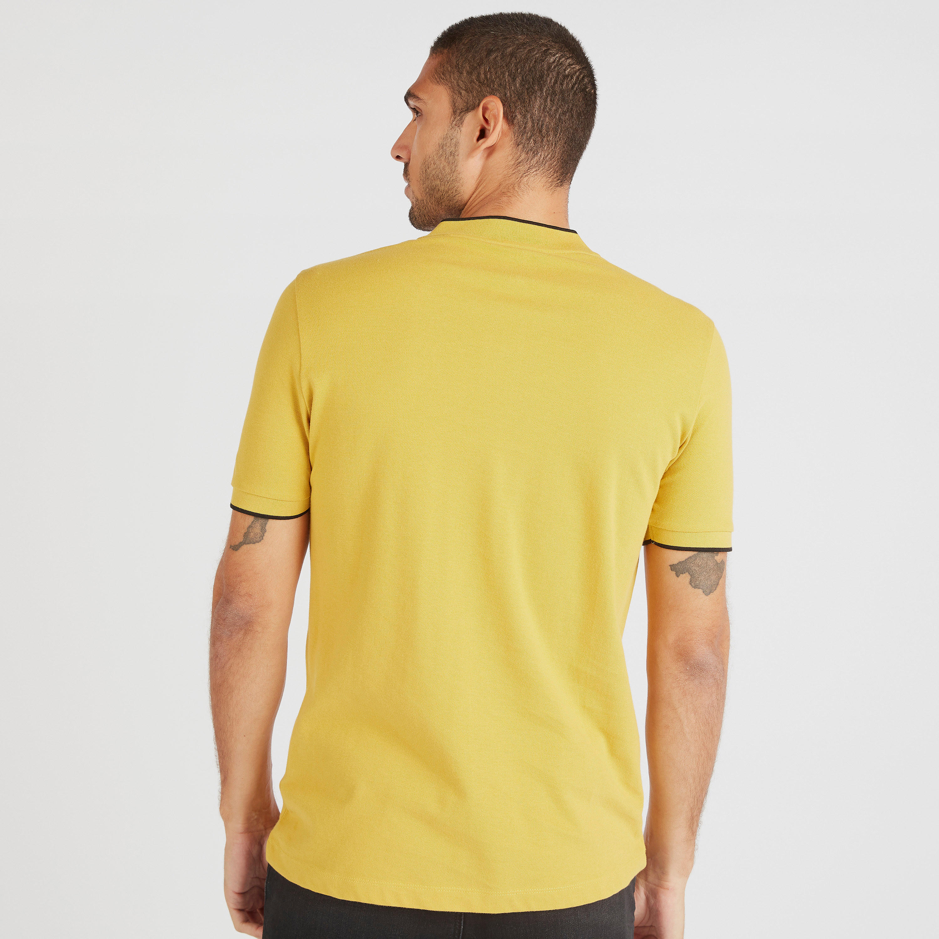 تيشيرت بولو سادة بأكمام قصيرة وياقة ماندارين-men-clothing-tshirtsandpolos-polos-image-4