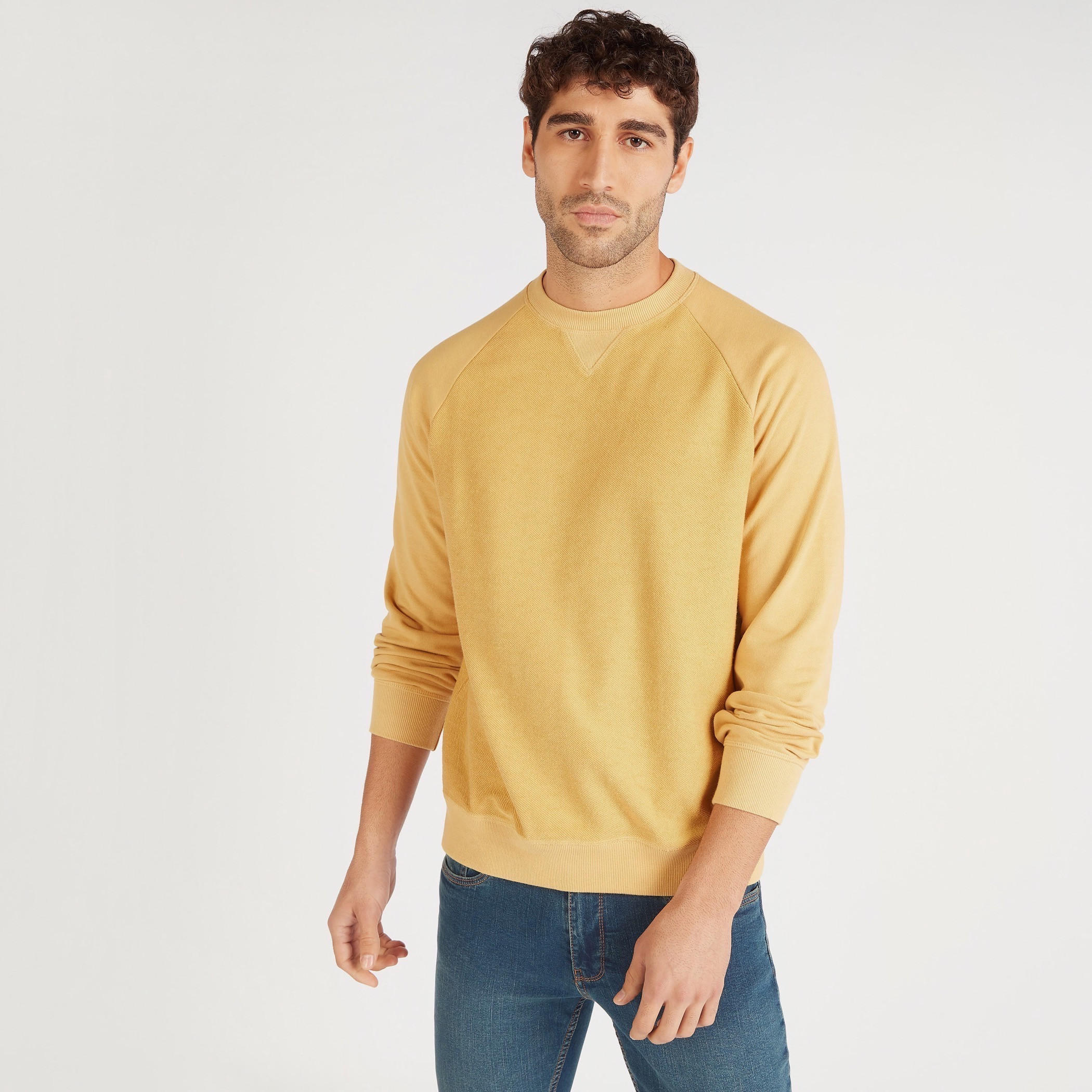 سويت شيرت بارز الملمس بياقة ضيّقة وأكمام طويلة-men-winterwear-hoodiesandsweatshirts-image-1
