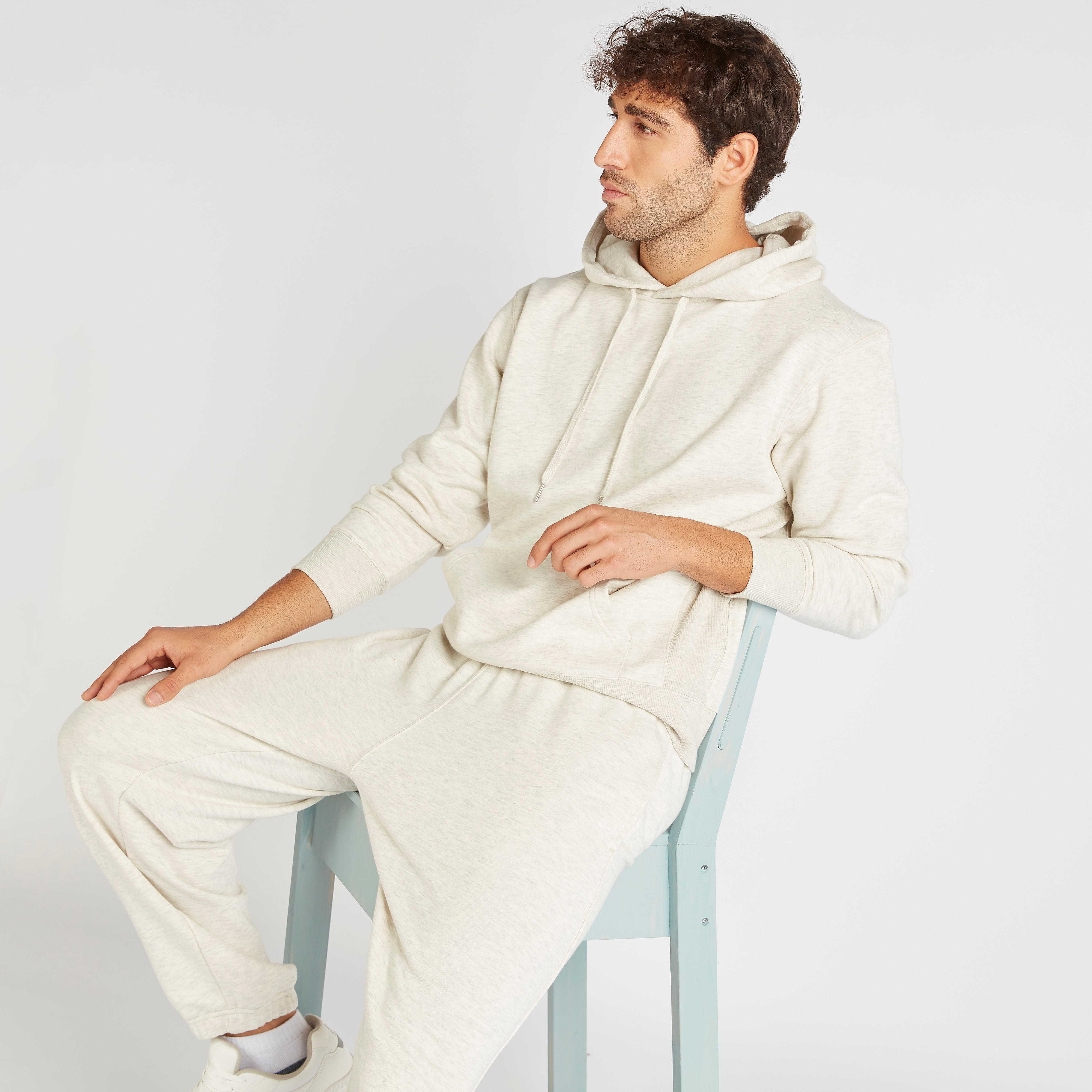 Solid Hooded Sweatshirt with Long Sleeves and Kangaroo Pocket-men-winterwear-hoodiesandsweatshirts-image-1
