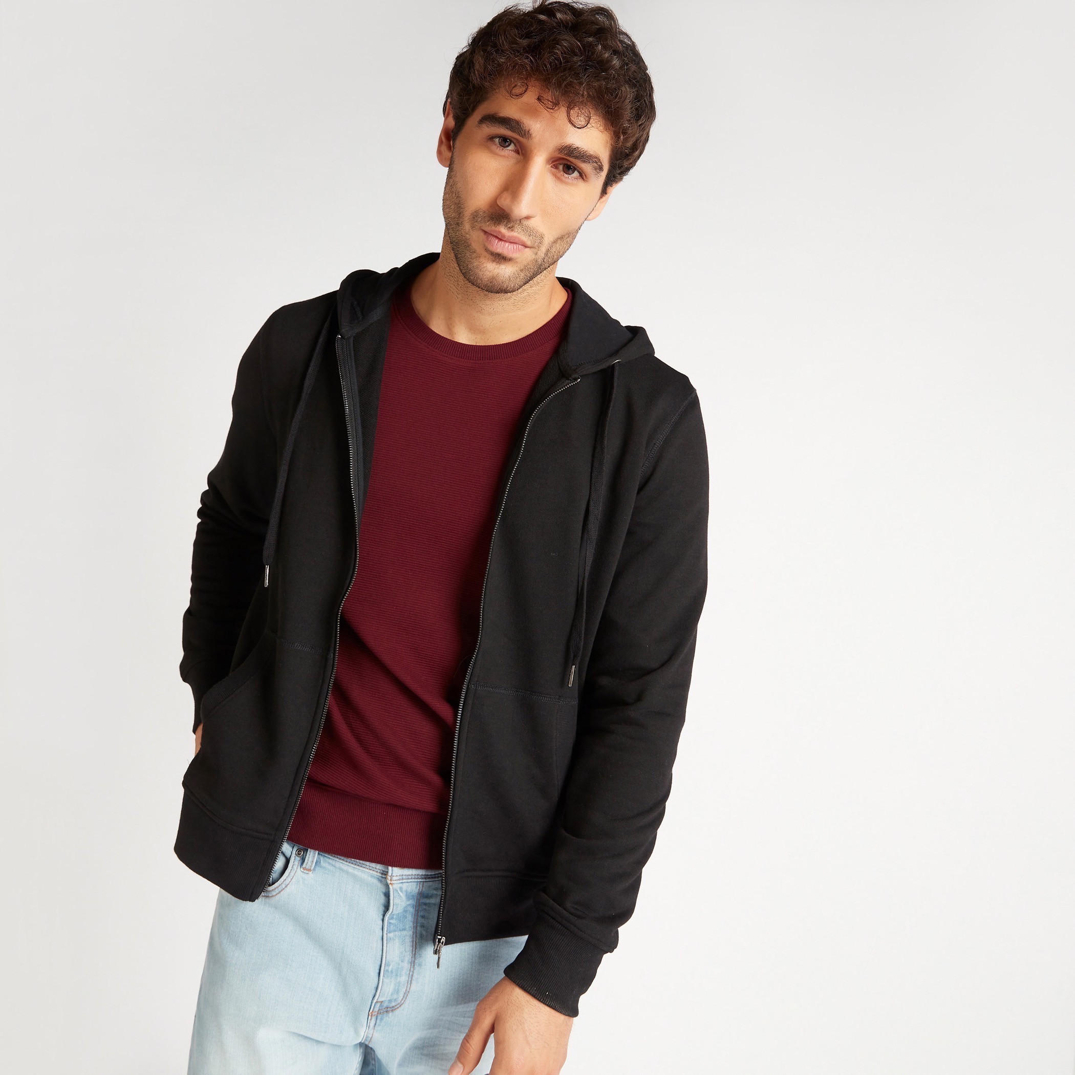 هودي سادة بسحّاب إغلاق وأكمام طويلة-men-winterwear-hoodiesandsweatshirts-image-5