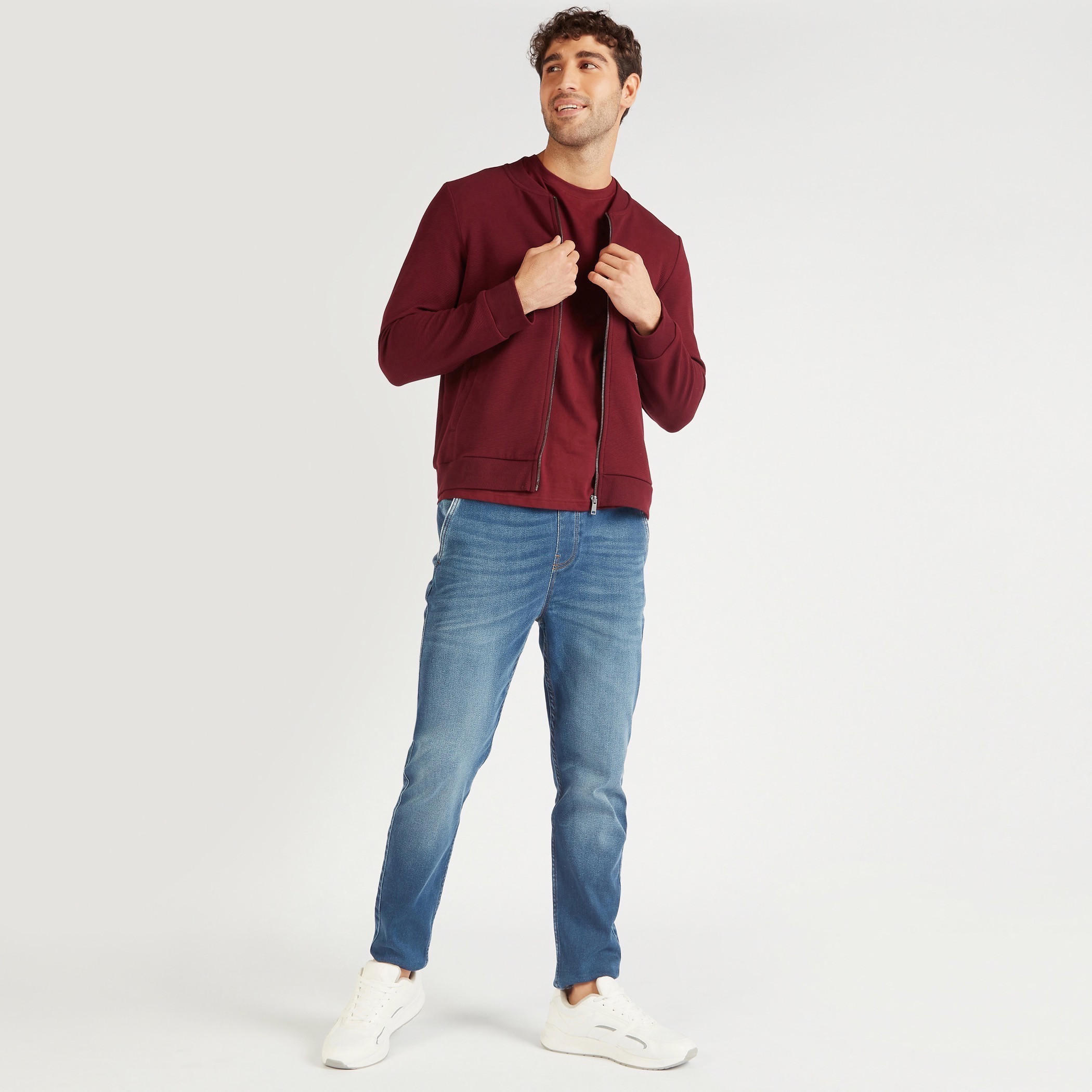 Textured Bomber Jacket with Long Sleeves and Zip Closure-men-clothing-jacketsandblazers-jackets-image-2