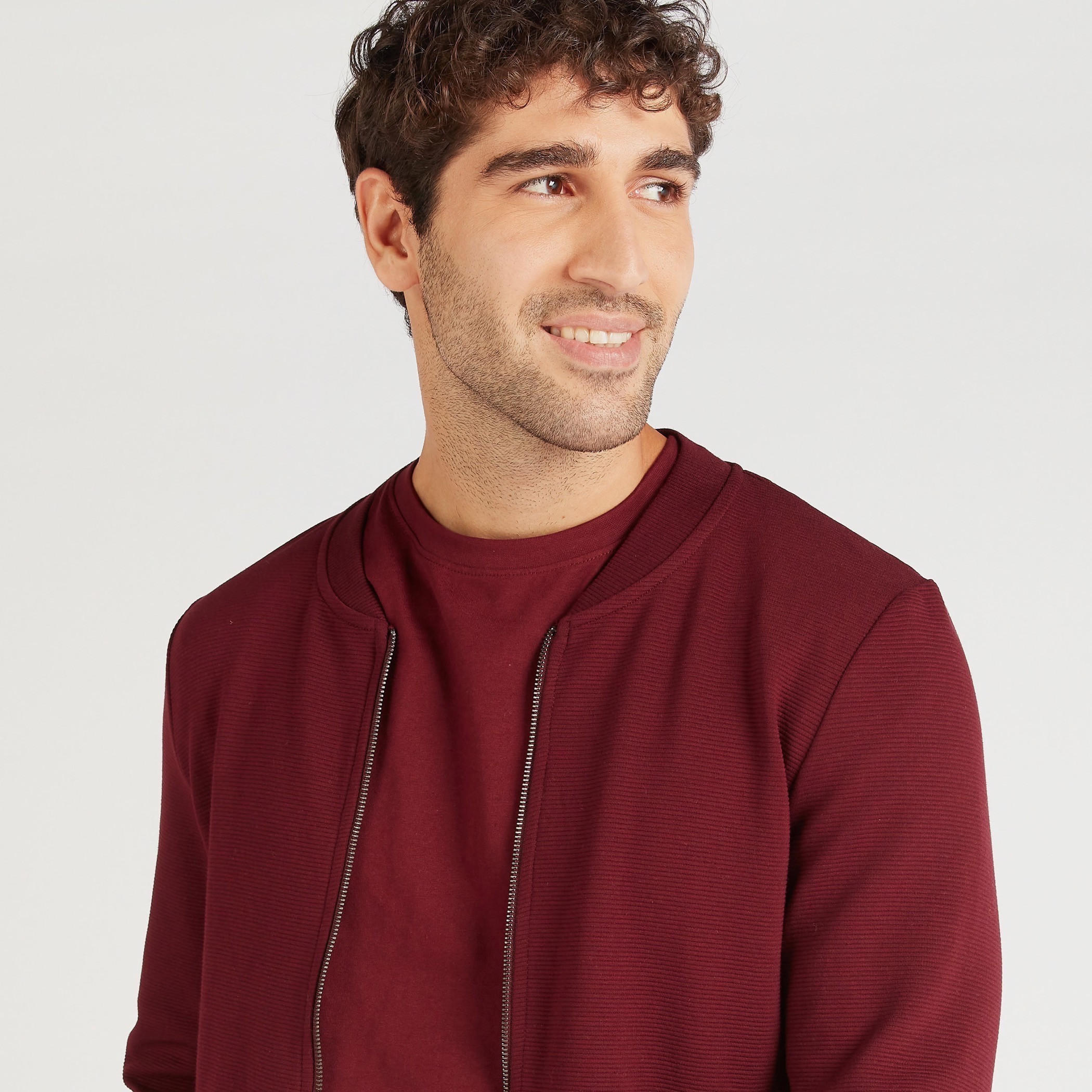 Textured Bomber Jacket with Long Sleeves and Zip Closure-men-clothing-jacketsandblazers-jackets-image-3