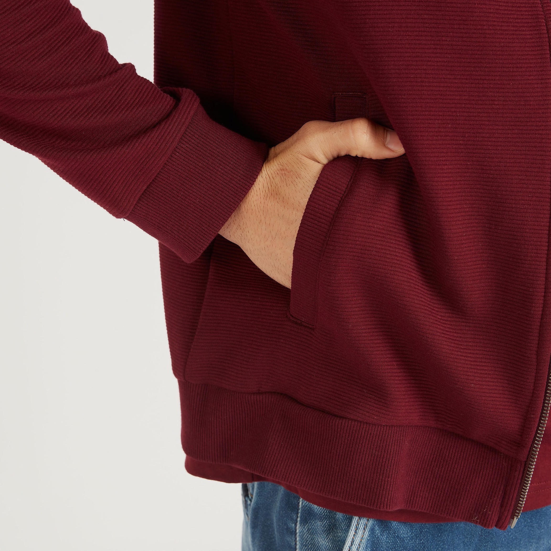 Textured Bomber Jacket with Long Sleeves and Zip Closure-men-clothing-jacketsandblazers-jackets-image-5