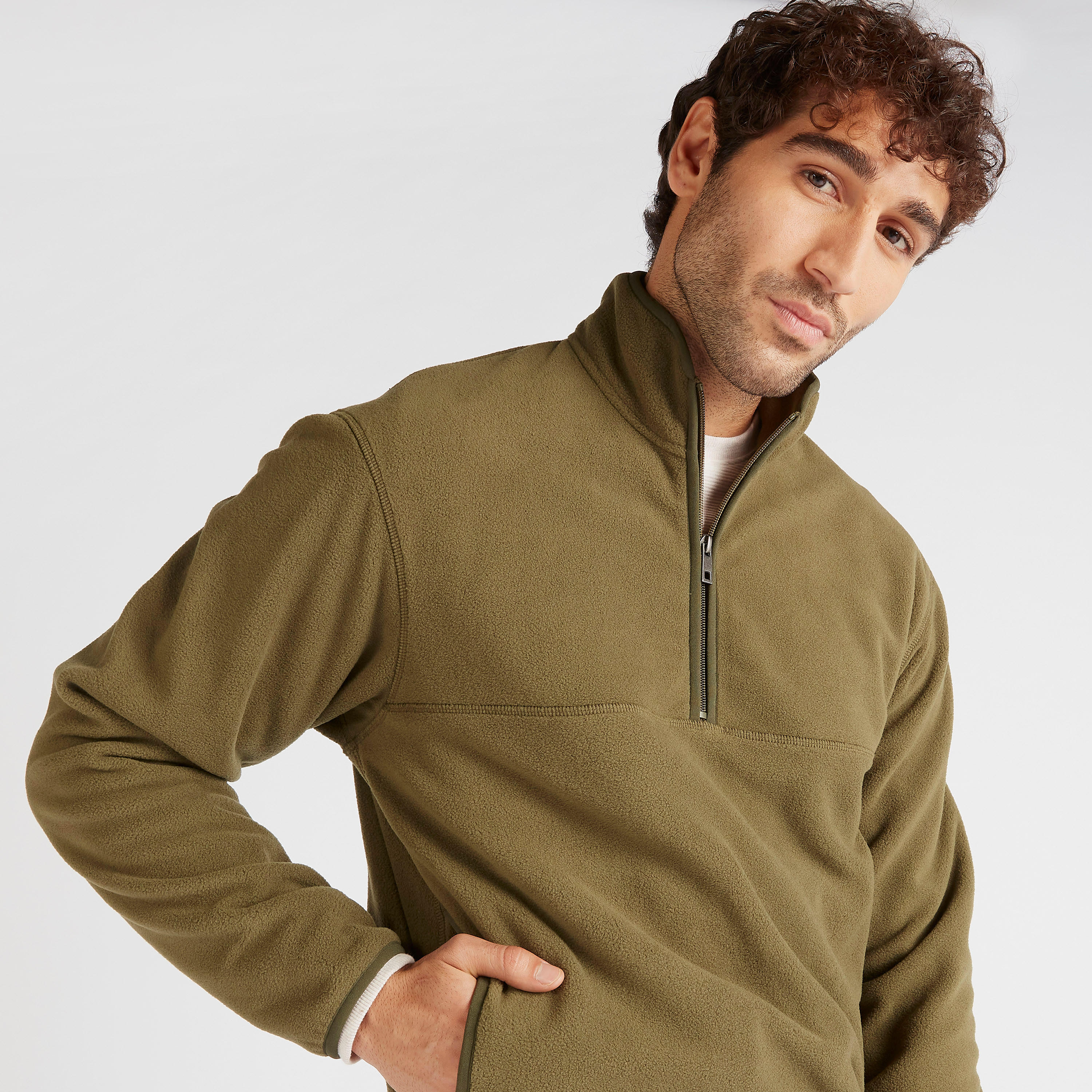جاكيت صوف بياقة عالية وأكمام طويلة وسحاب إغلاق-men-clothing-jacketsandblazers-jackets-image-1