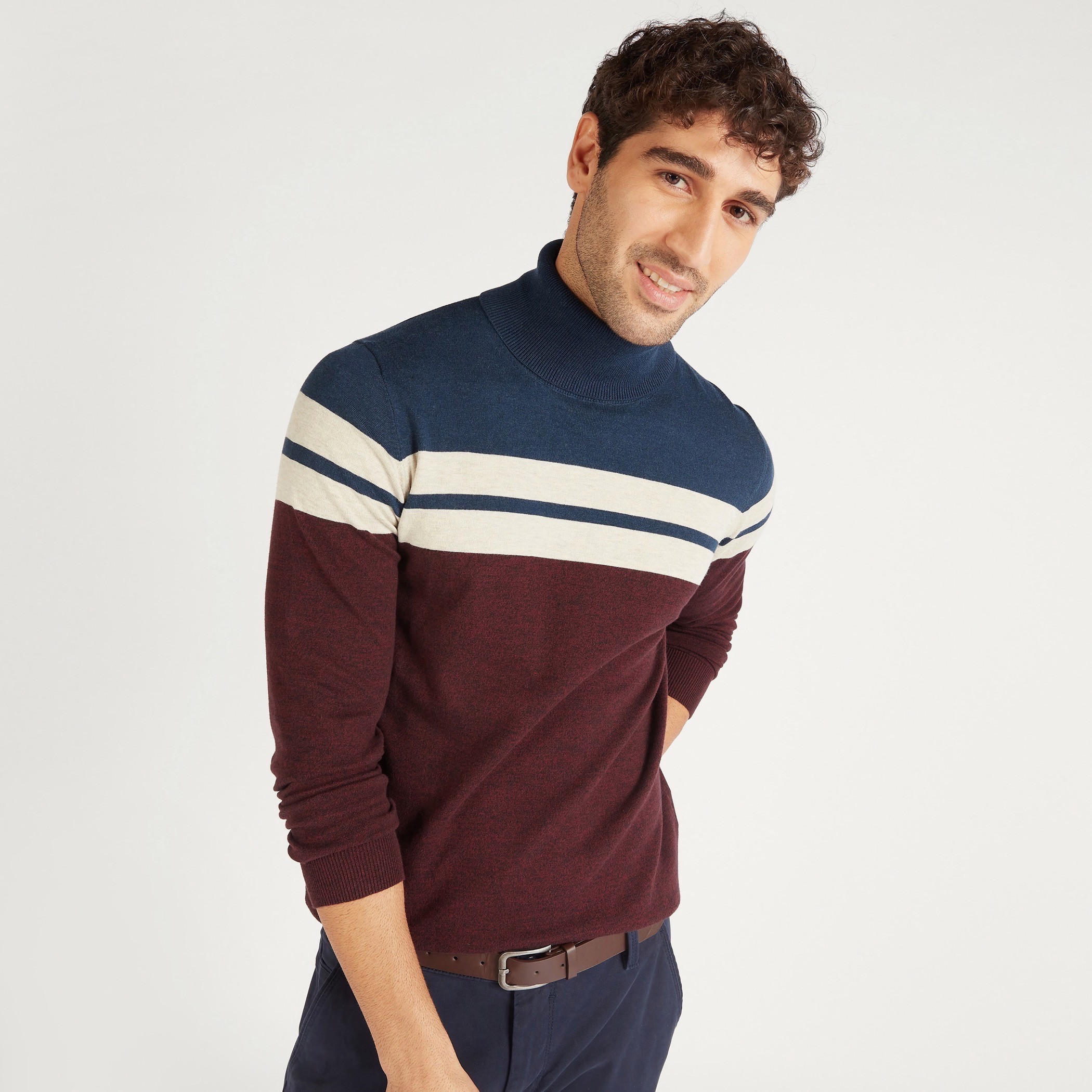 كنزة سادة بياقة عالية وأكمام طويلة-men-clothing-sweatersandpullovers-image-6