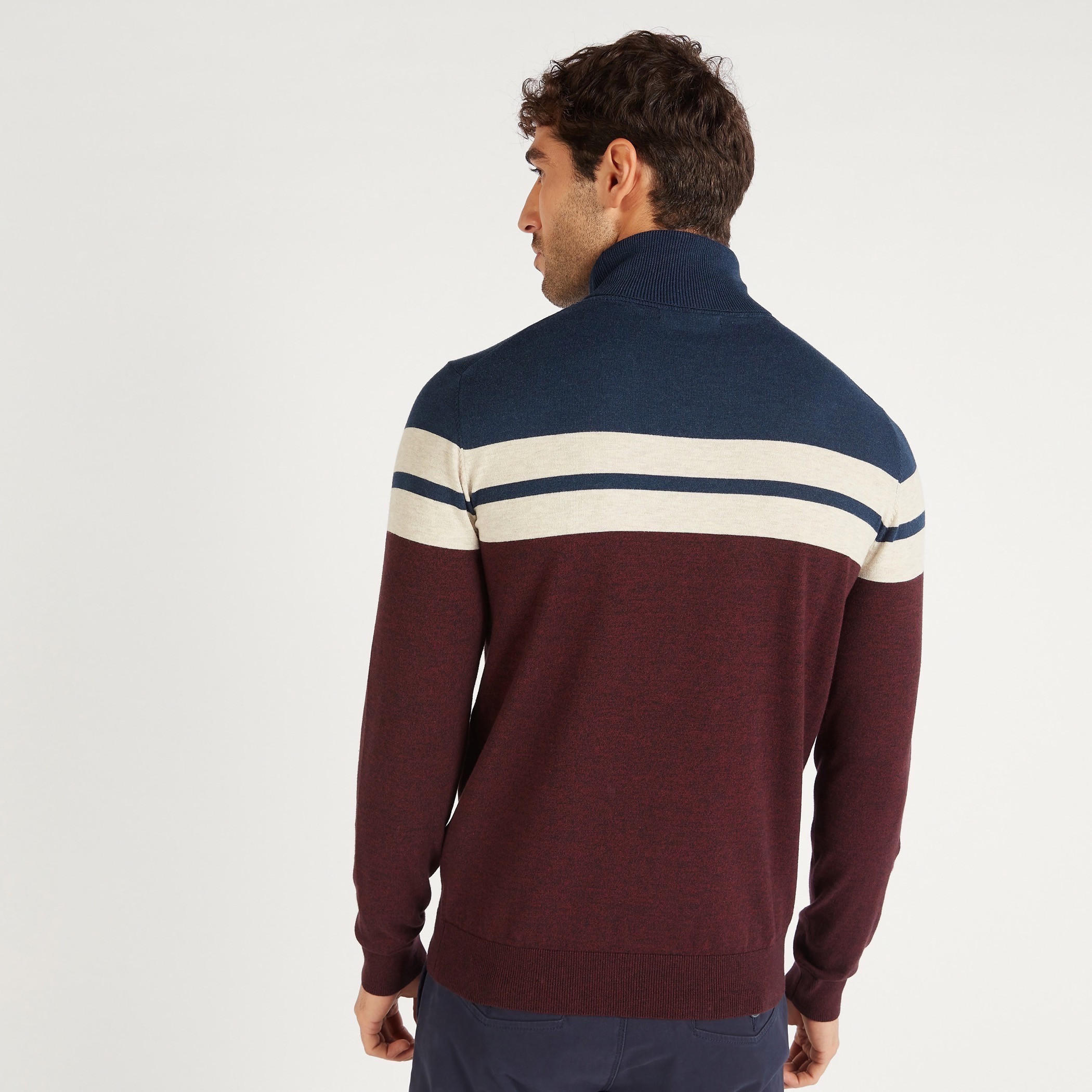 كنزة سادة بياقة عالية وأكمام طويلة-men-clothing-sweatersandpullovers-image-3