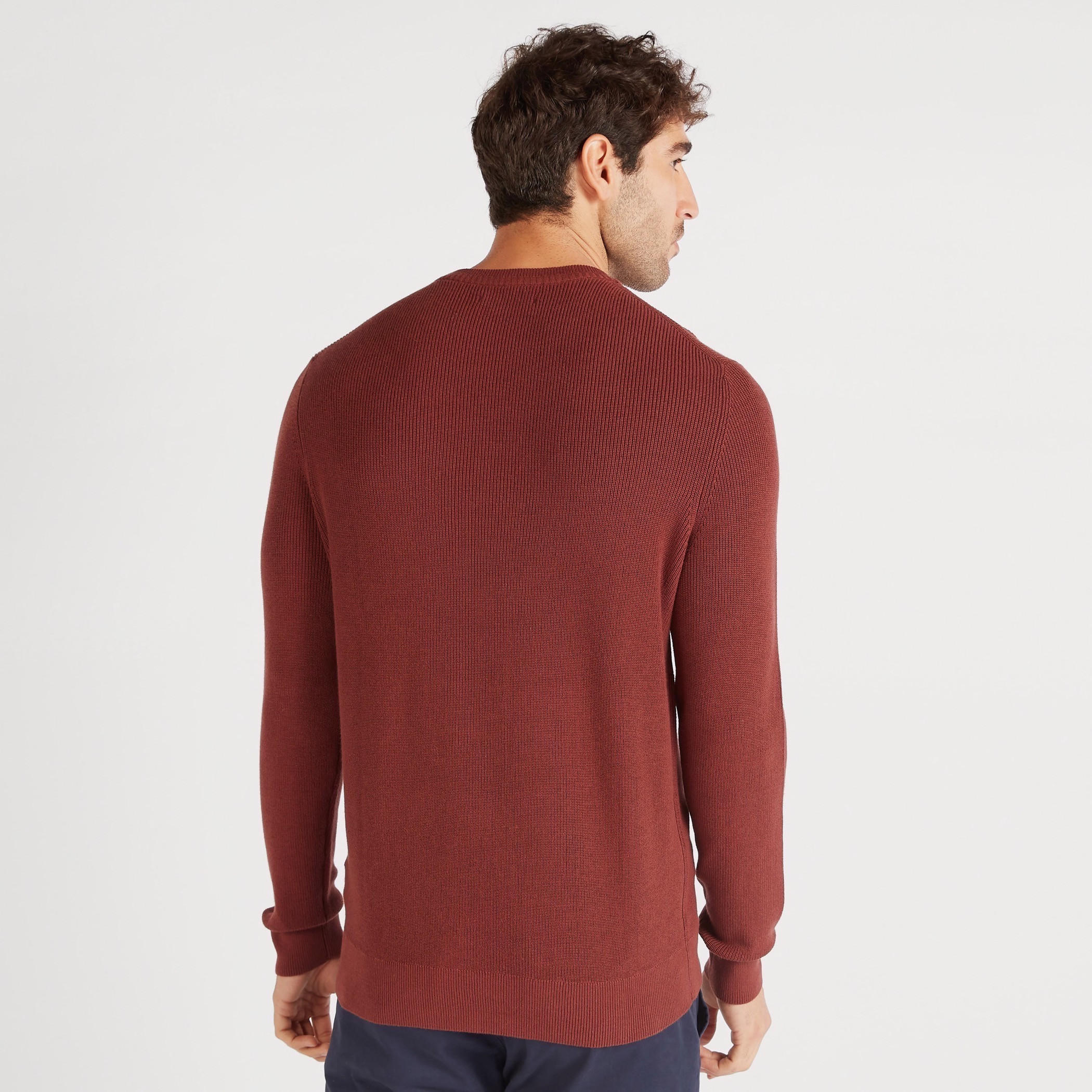 Textured Crew Neck Pullover with Long Sleeves-men-clothing-sweatersandpullovers-image-4